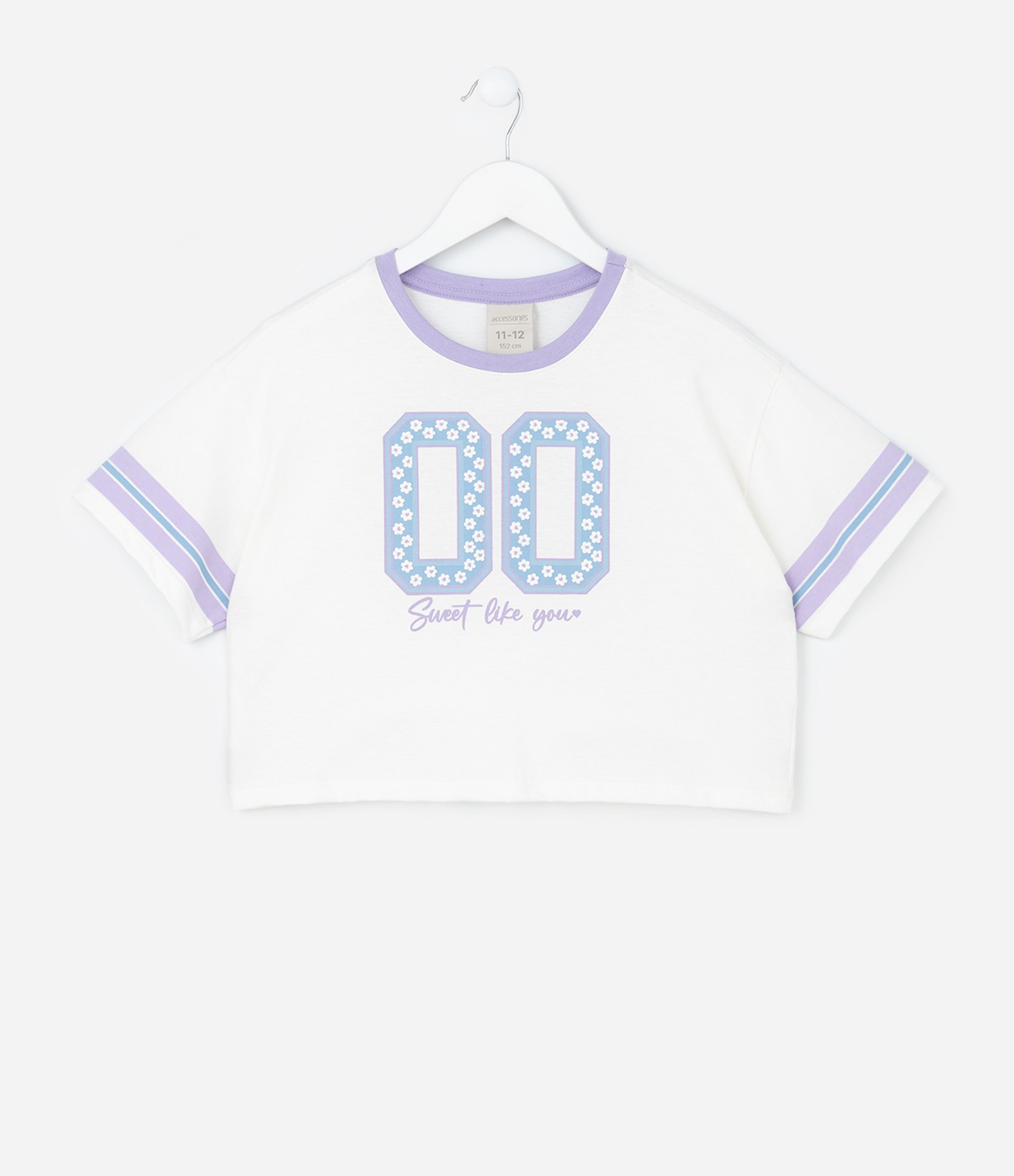 Pijama Athleisure com Listras e Florzinhas - Tam 7 A 16 Anos Branco/Roxo 2