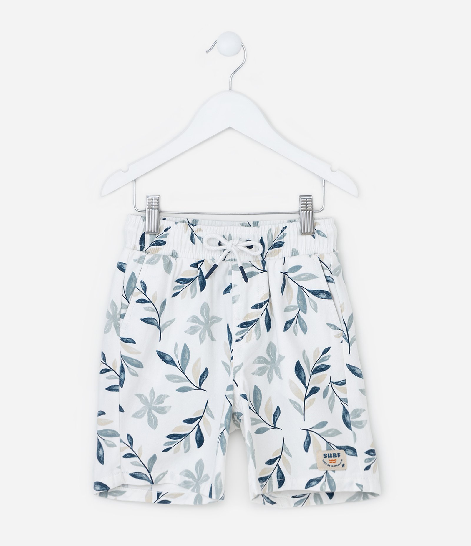Bermuda Infantil de Banho em Sarja com Estampa Tropical - Tam 1 a 6 Anos Branco 1
