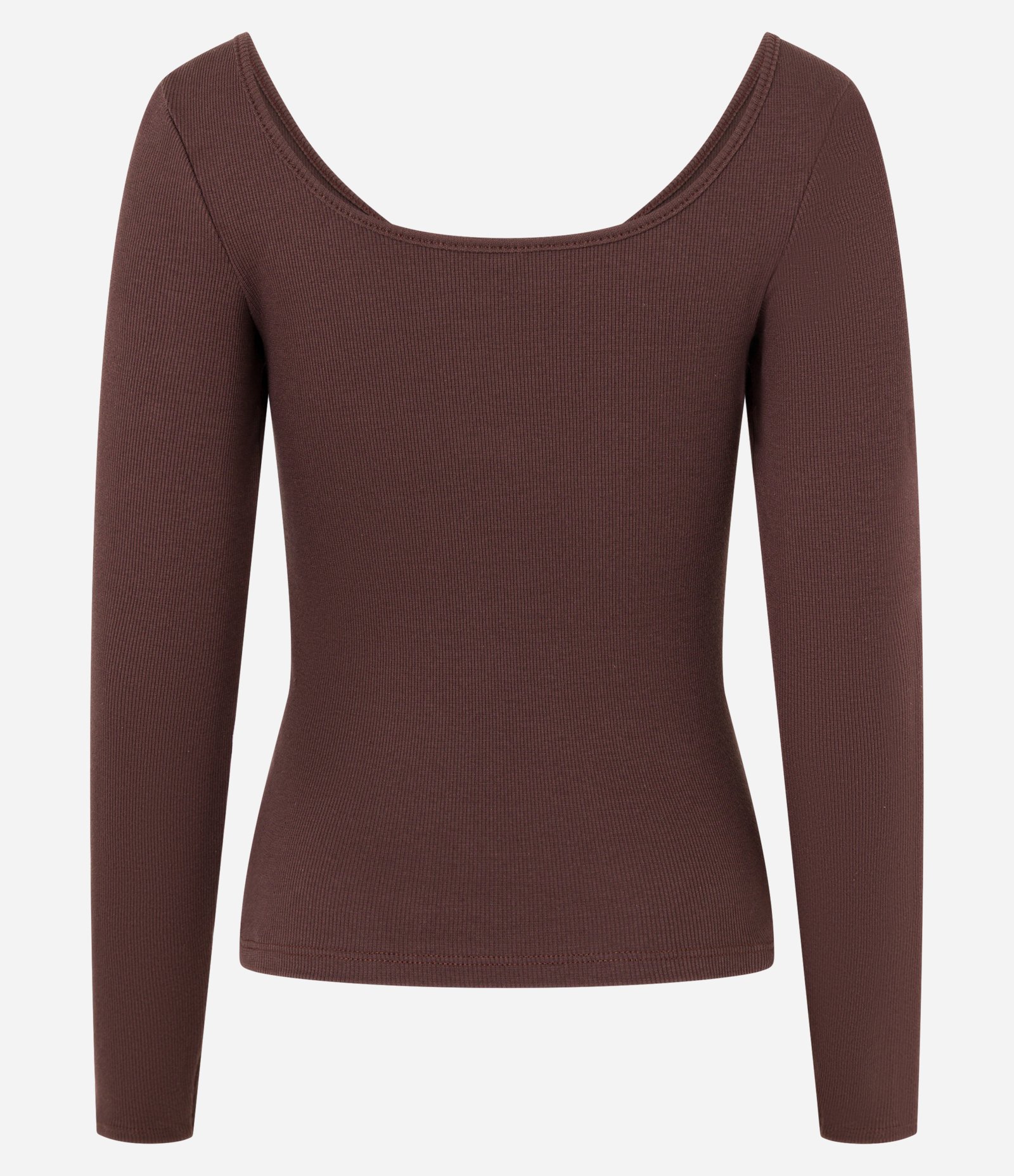 Blusa em Ribana com Decote U e Botões Marrom 6