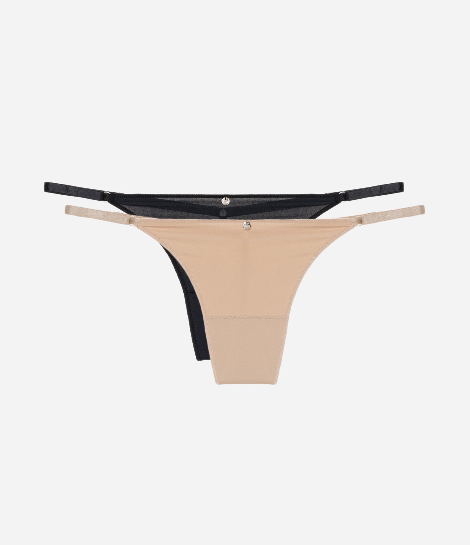 Kit 02 Calcinhas String Fio em Microfibra Preto/Bege 1