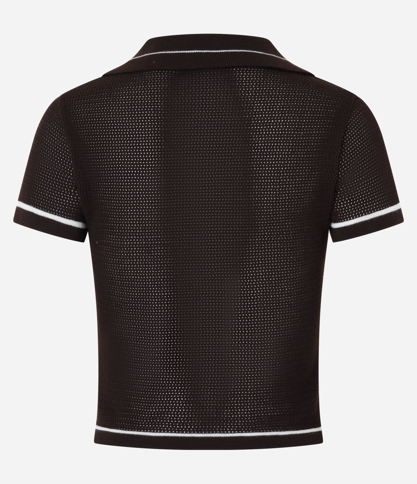 Blusa em Tricô com Gola Polo e Detalhe Contrastante Marrom 6