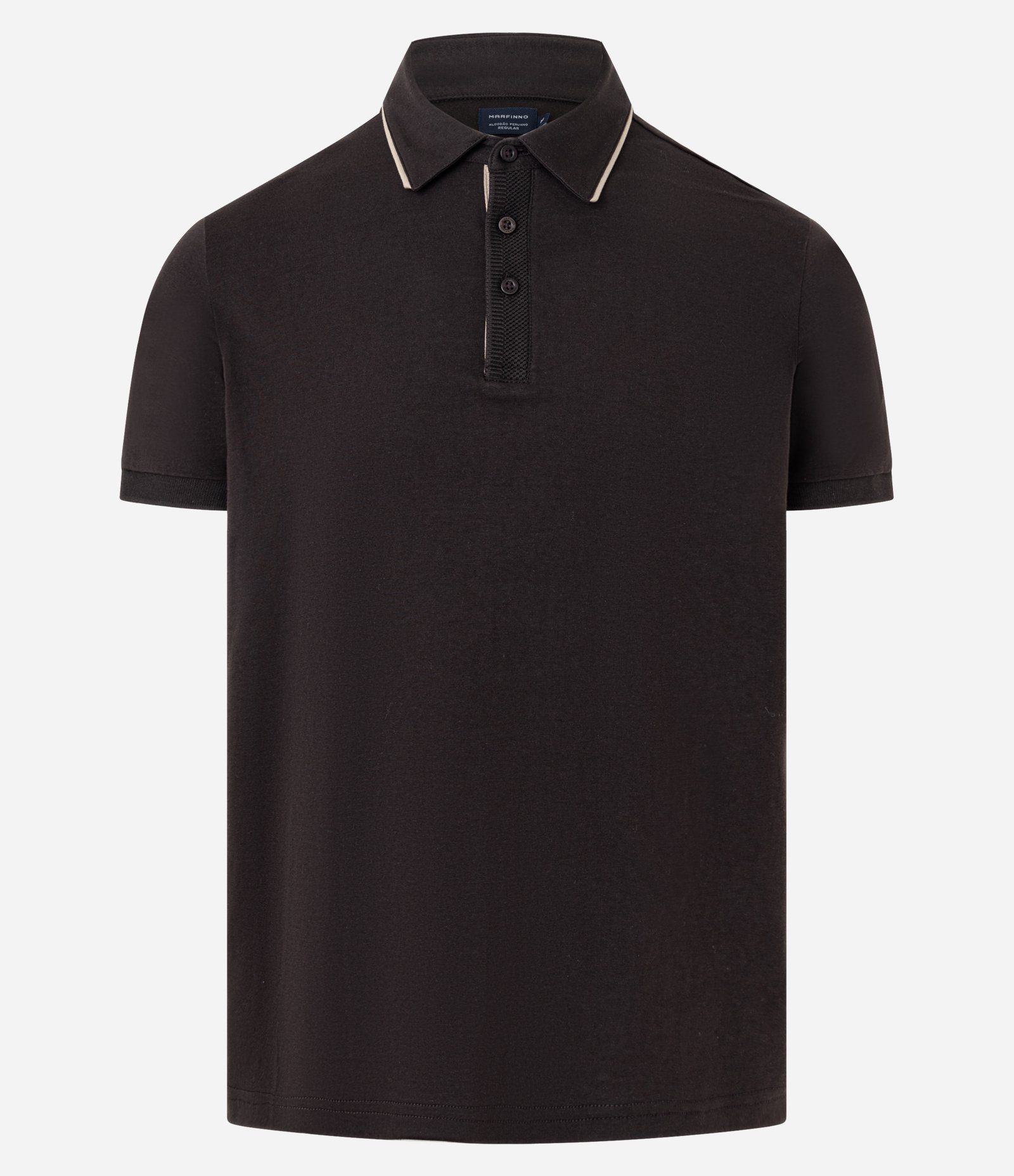 Camisa Polo Regular em Algodão Peruano com Detalhe Contrastante na Gola Marrom escuro 5