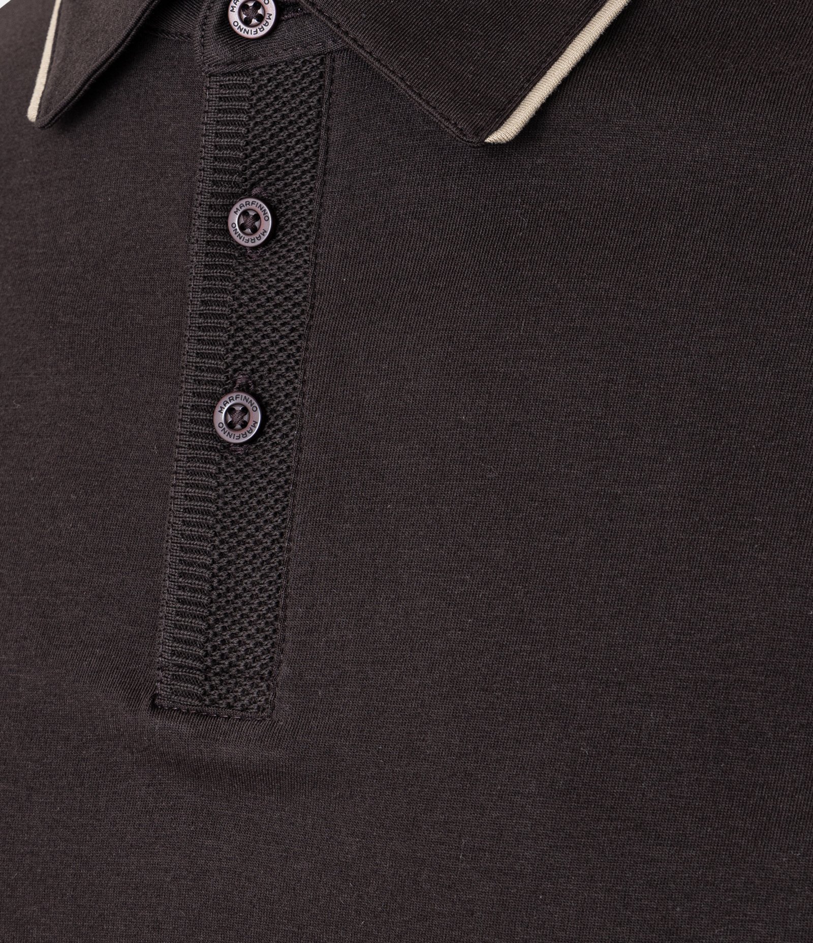 Camisa Polo Regular em Algodão Peruano com Detalhe Contrastante na Gola Marrom escuro 6