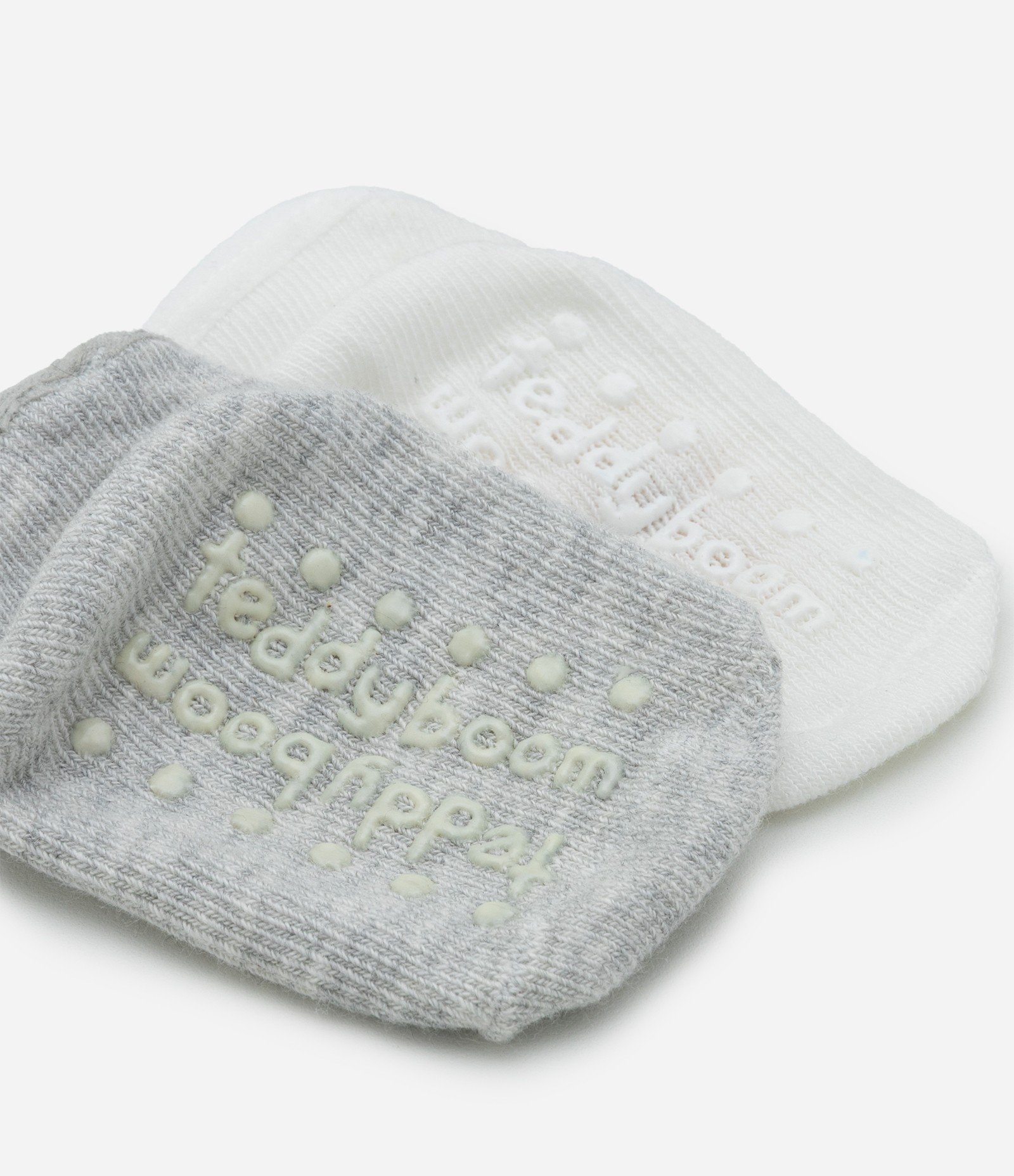 Kit 02 Meias Infantis Sapatilha com Antiderrapante Sol e Nuvem - Tam 0 a 12 meses Cinza/Branco 4