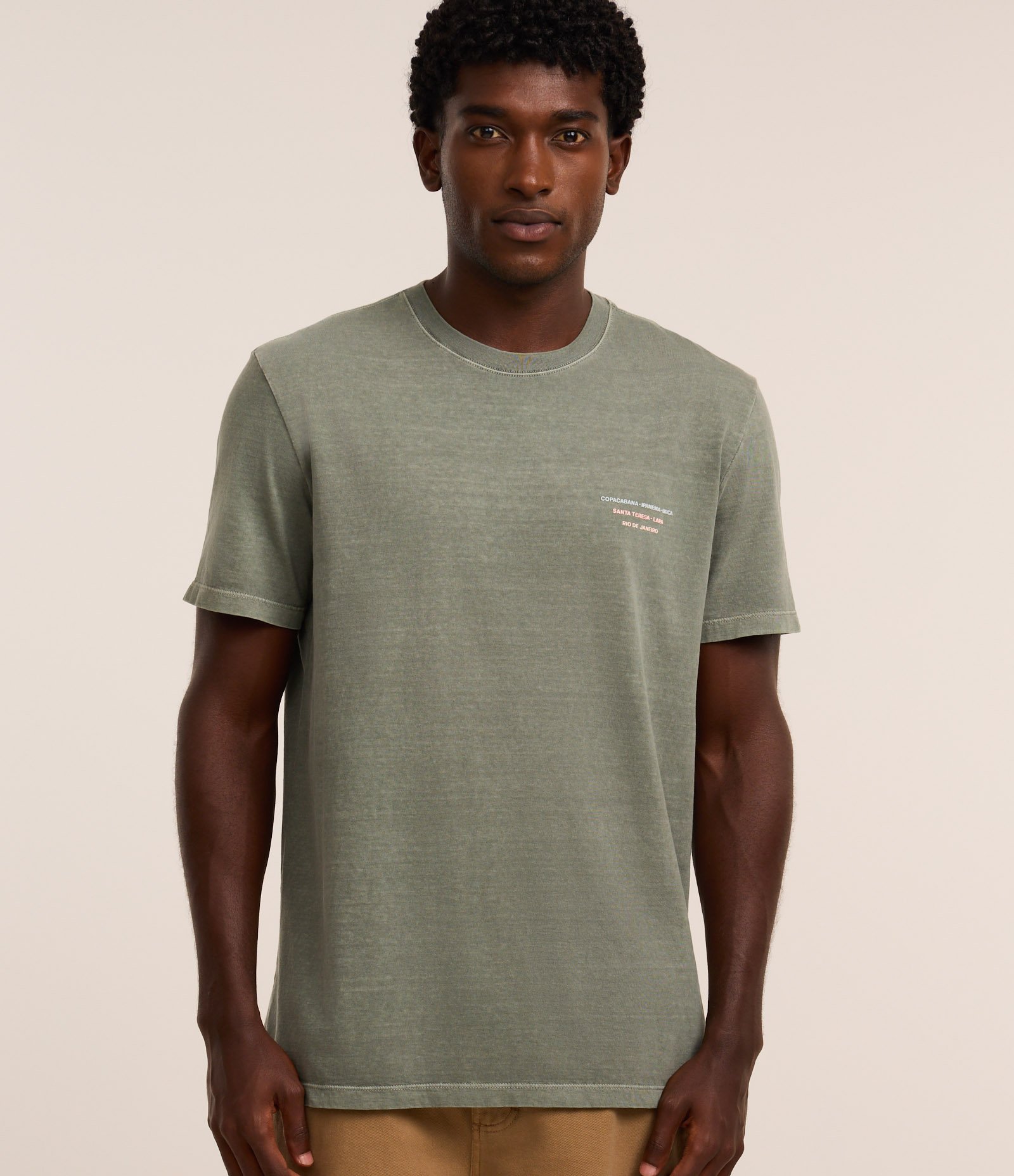 Camiseta Comfort em Algodão com Estampa Lettering Pontos Turísticos RJ Verde 1