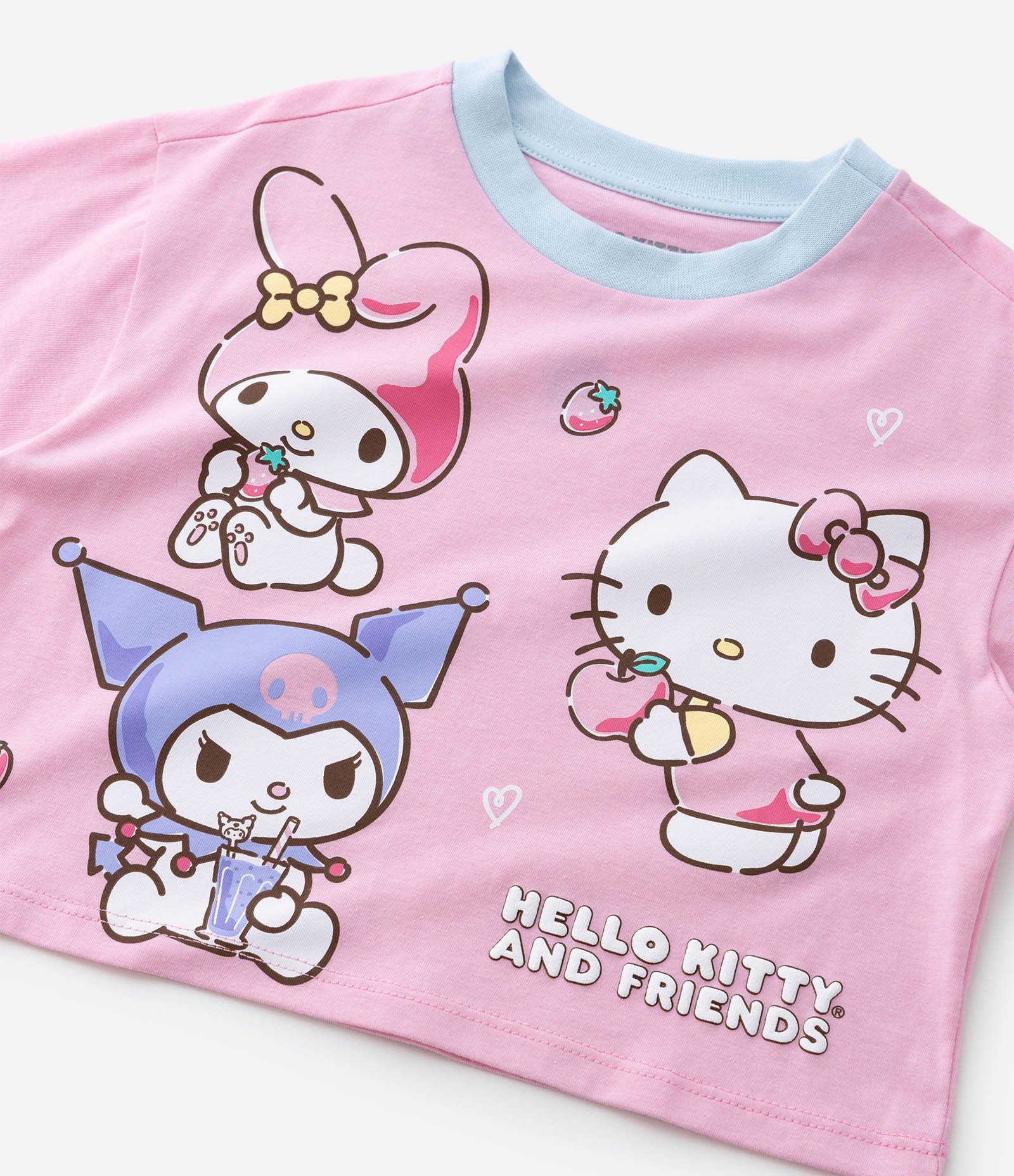 Pijama Curto Infantil com Estampa Hello Kitty e Amigas - Tam 5 a 14 anos Rosa/Azul 11