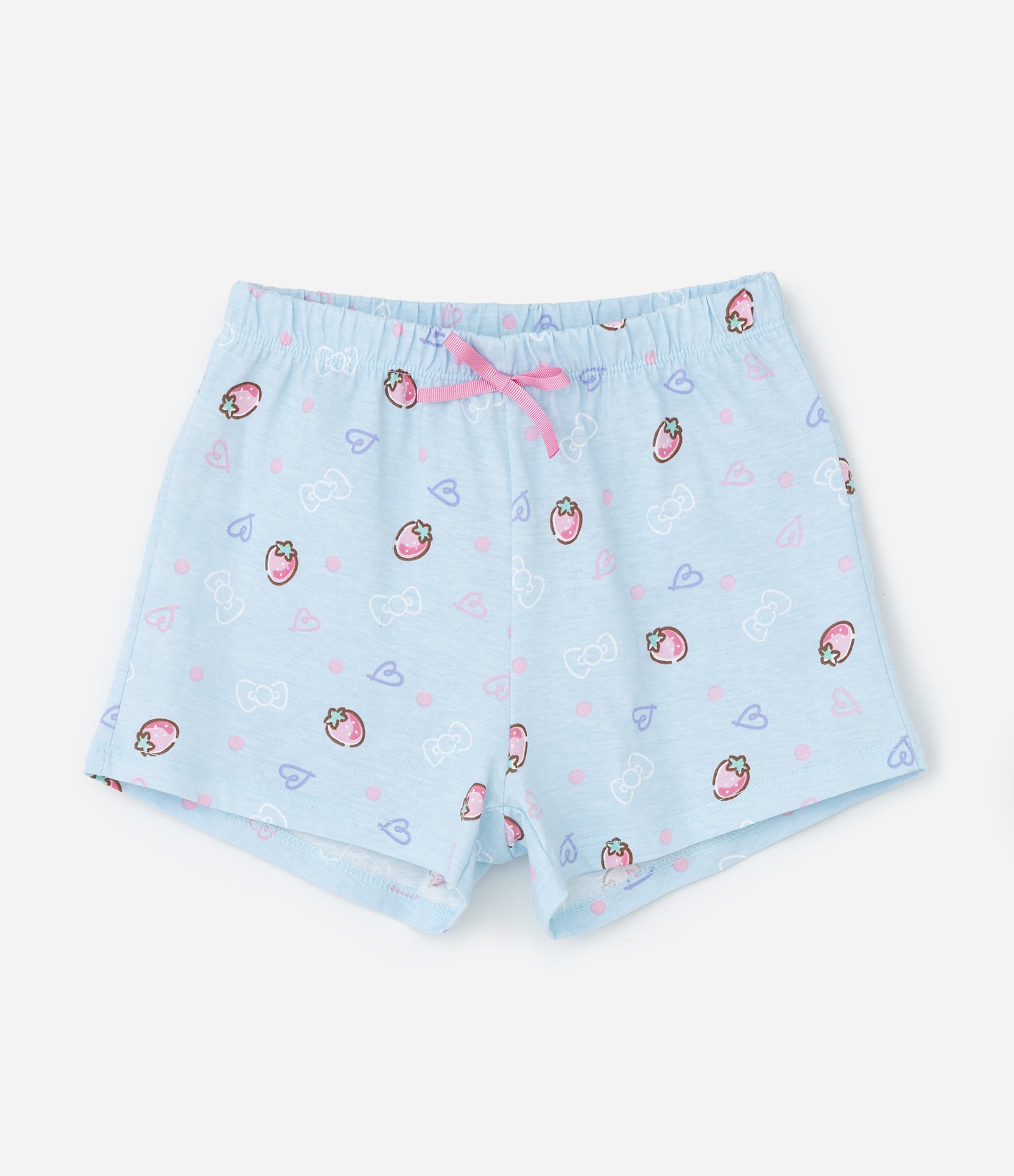 Pijama Curto Infantil com Estampa Hello Kitty e Amigas - Tam 5 a 14 anos Rosa/Azul 4