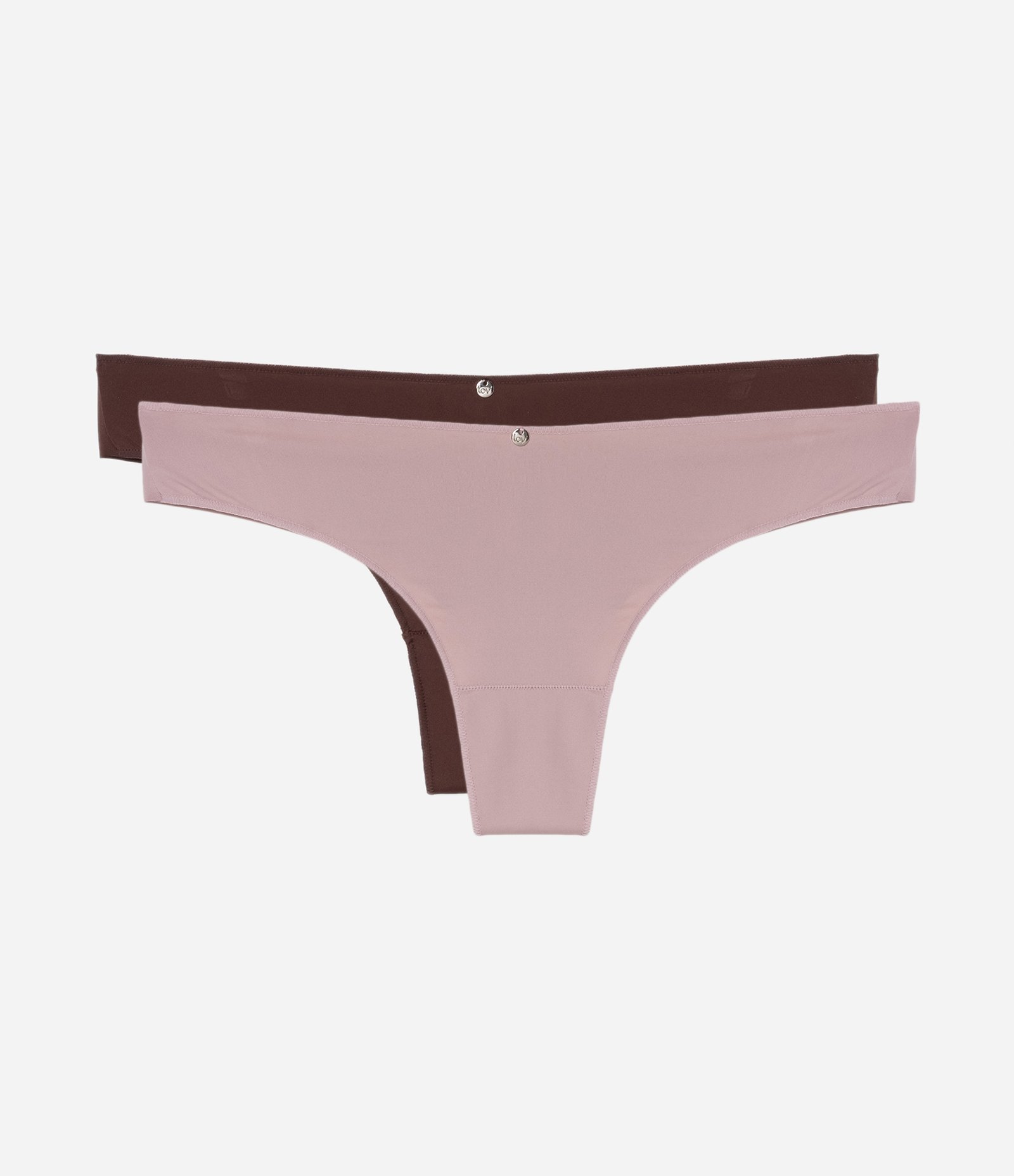 Kit 02 Calcinhas Biquíni Fio Duplo em Microfibra Marrom/Rosa 1
