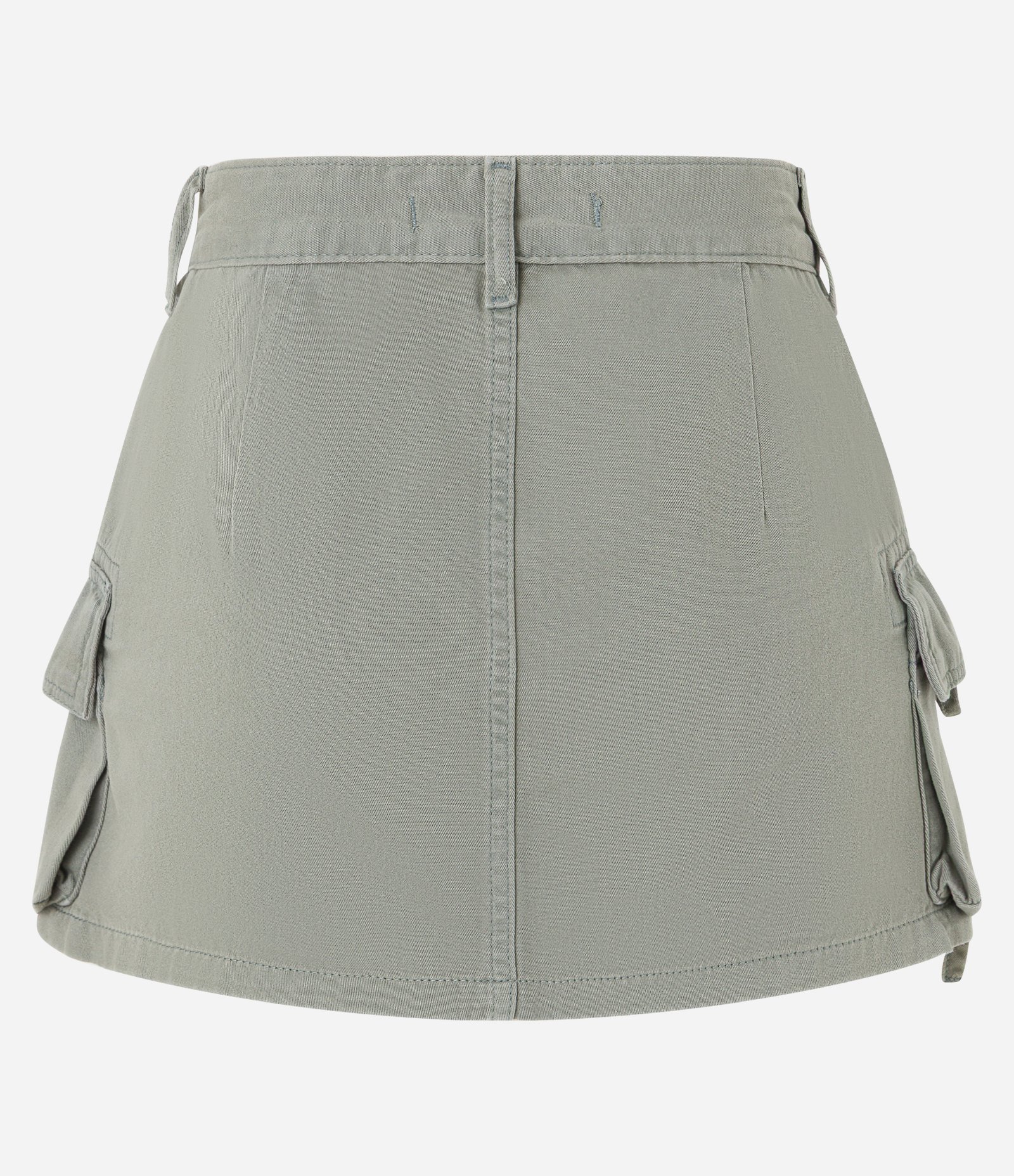 Mini Saia em Sarja com Bolsos Cargo e Fitilhos Verde 6