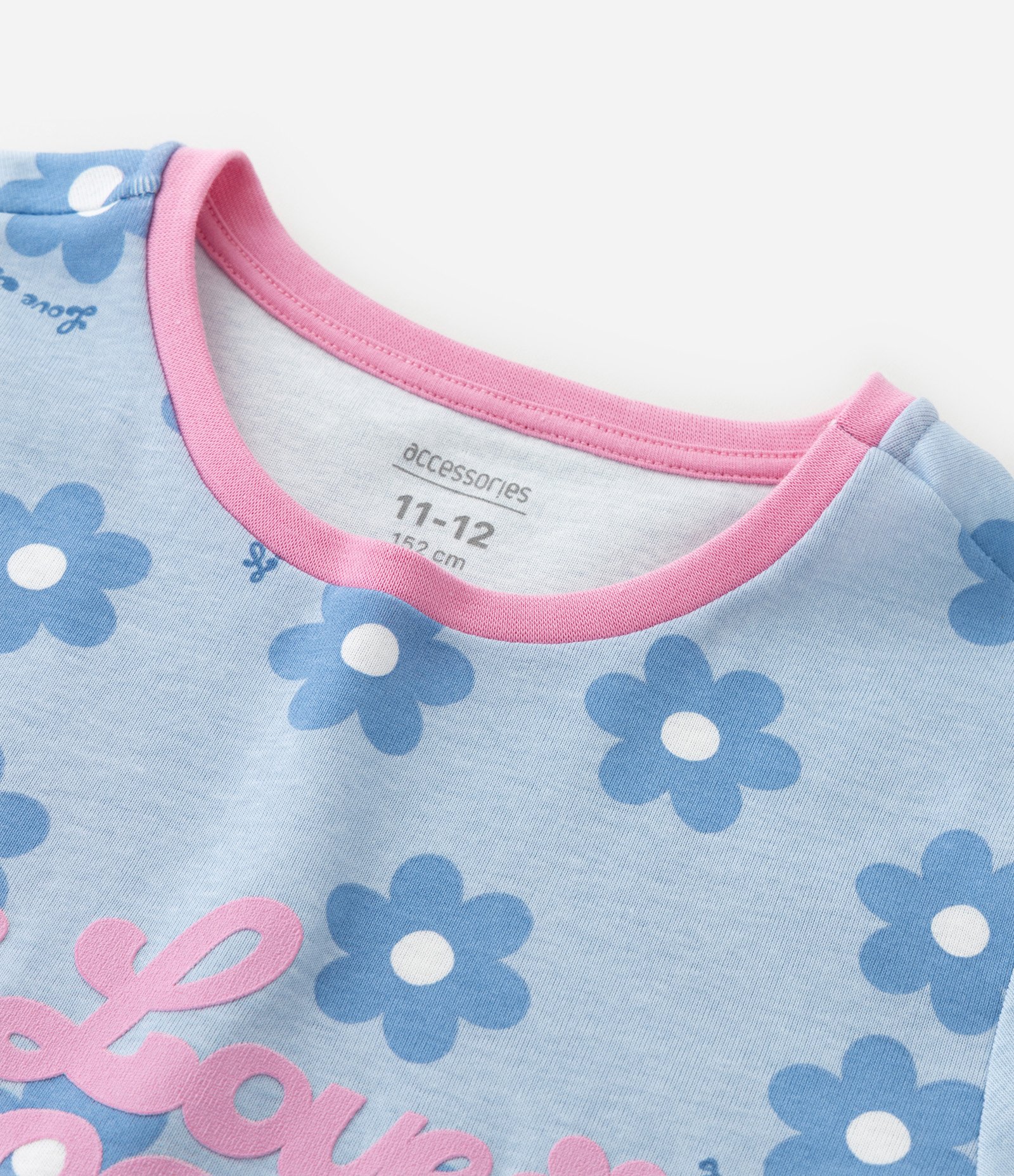 Pijama Infantil em Ribana com Estampa de Florzinhas - Tam 5 a 16 Anos Azul 8