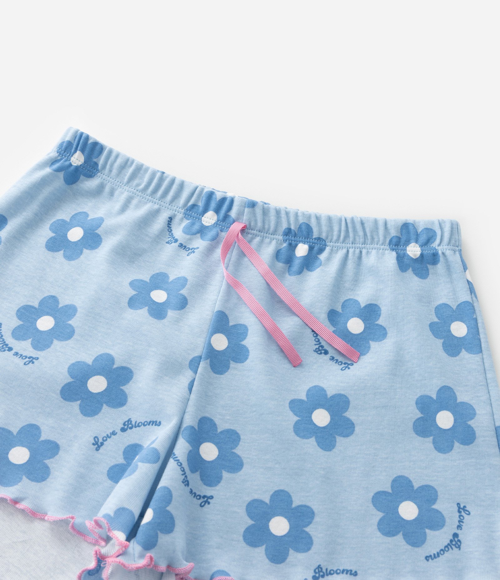 Pijama Infantil em Ribana com Estampa de Florzinhas - Tam 5 a 16 Anos Azul 6