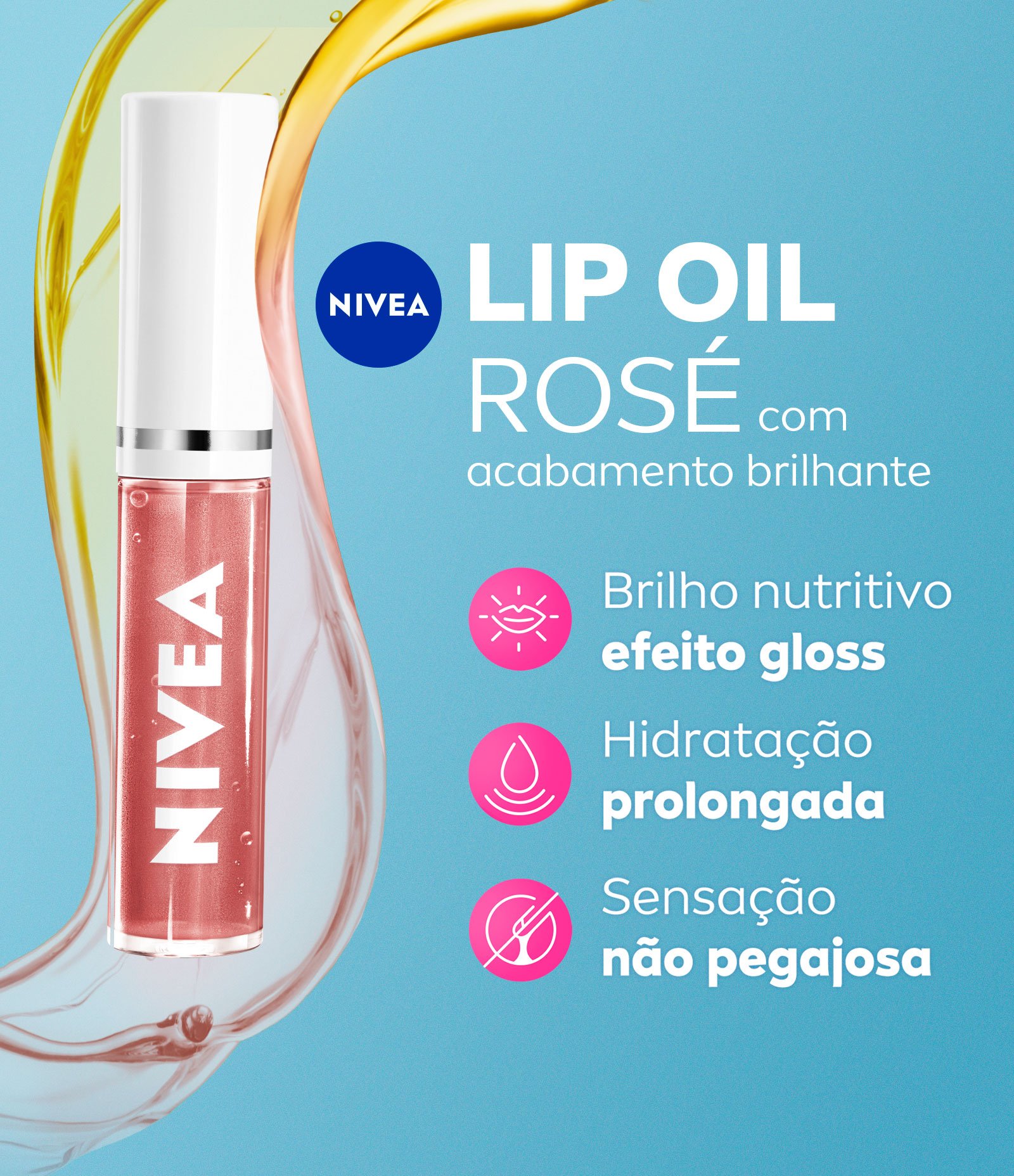 Lip Oil Brilho Nutritivo Rosé Nivea Rosé 3