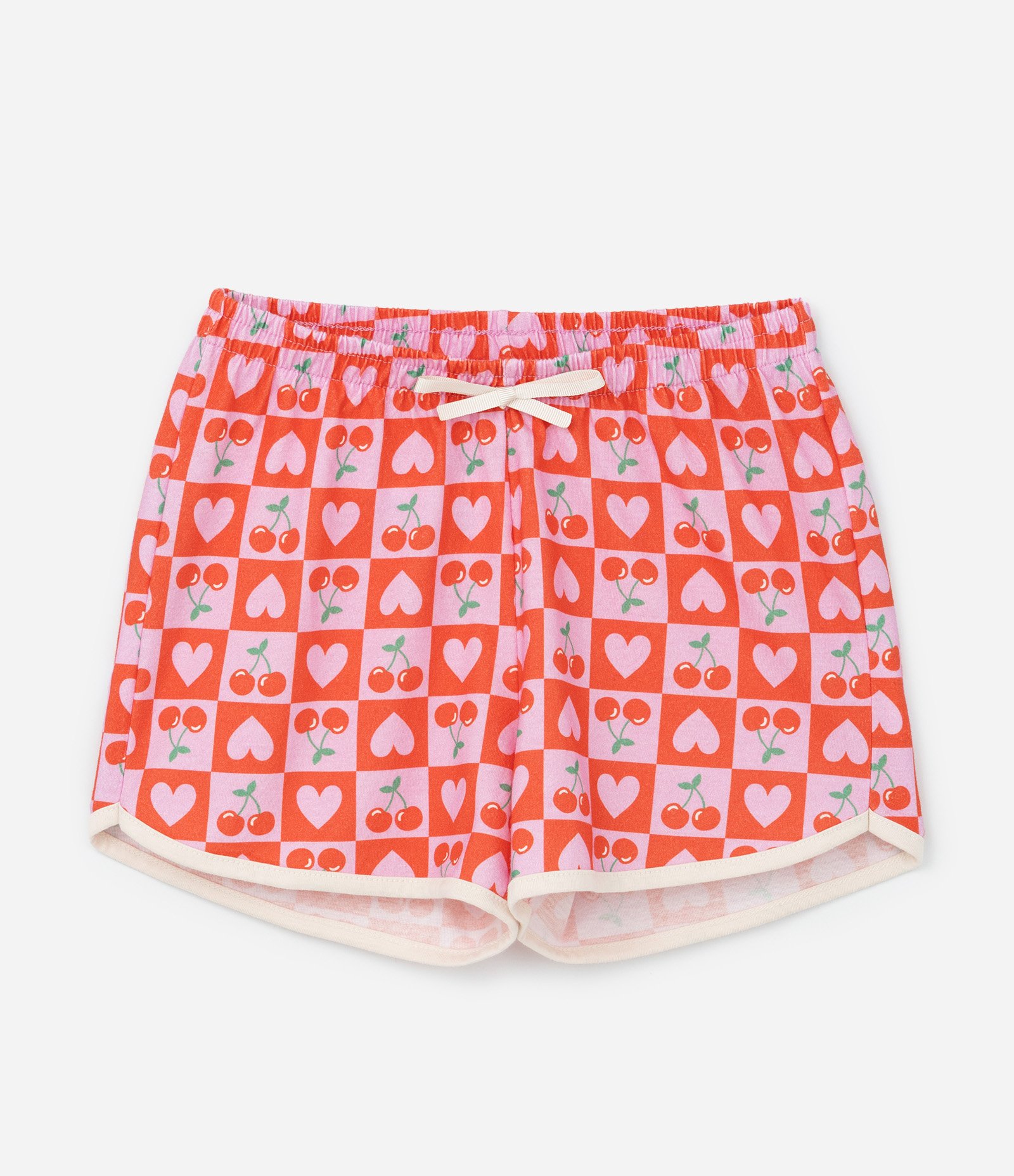 Pijama Infantil com Estampa Cereja -Tam 5 a 14 Anos Bege/Laranja/Rosa 4