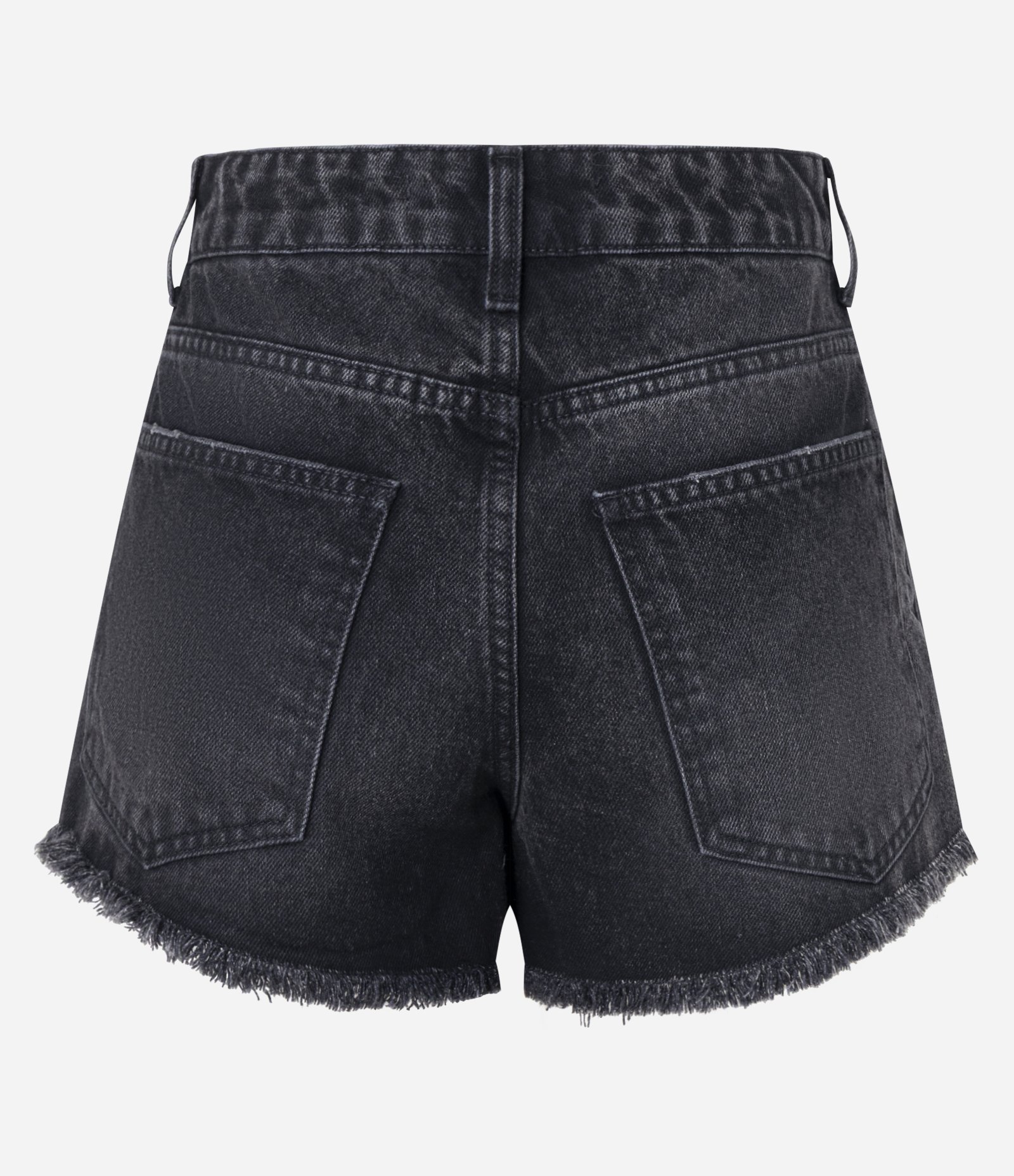 Short Slim Cintura Médio em Jeans com Barra Desfiada Preto 7