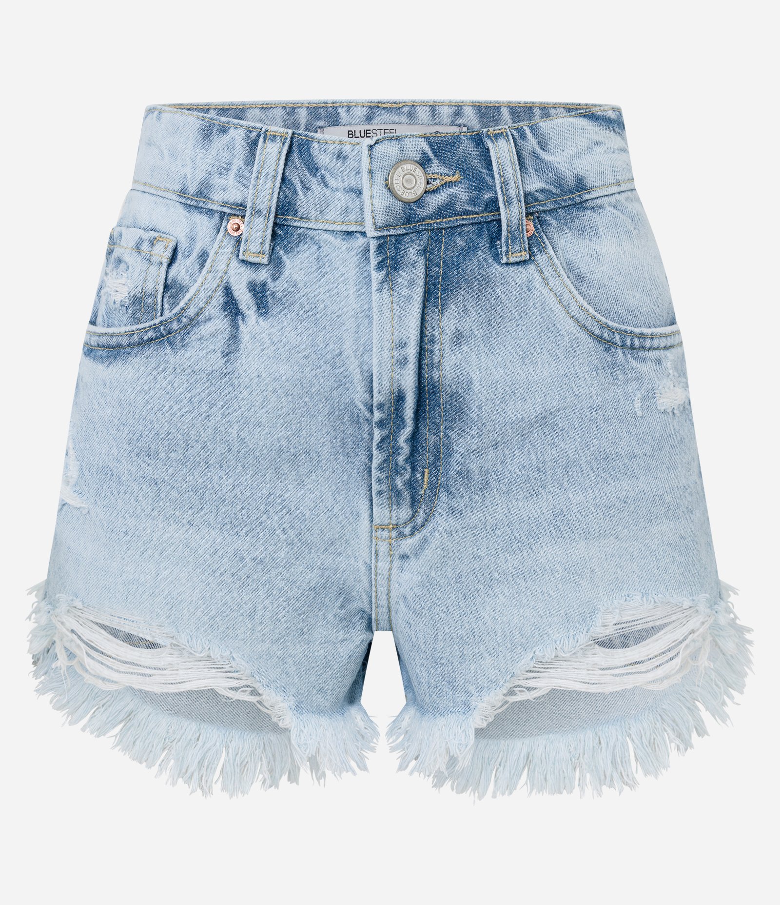 Short Slim Cintura Médio em Jeans com Barra Desfiada Delavê 6