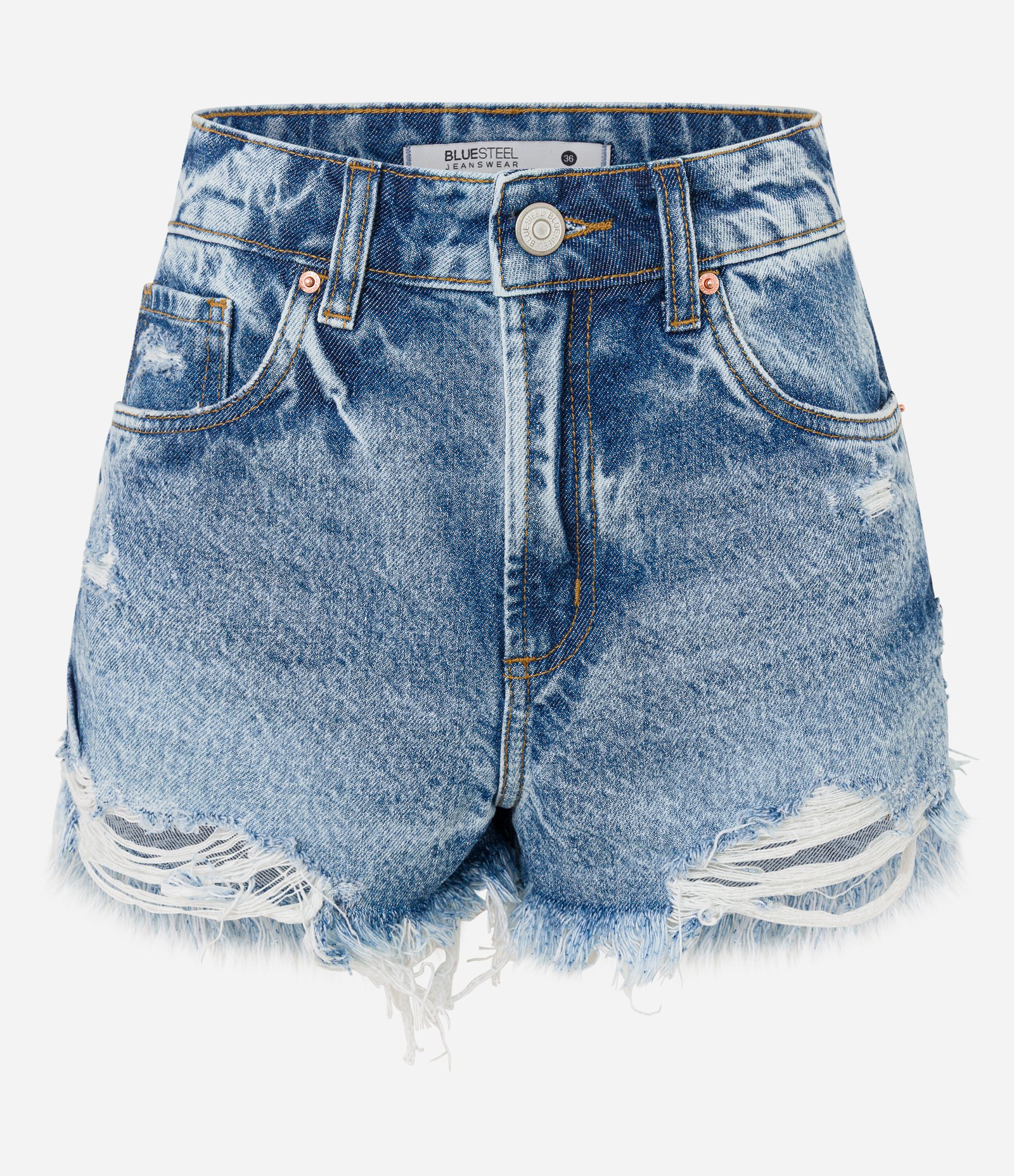 Short Slim Cintura Médio em Jeans com Barra Desfiada Médio 1