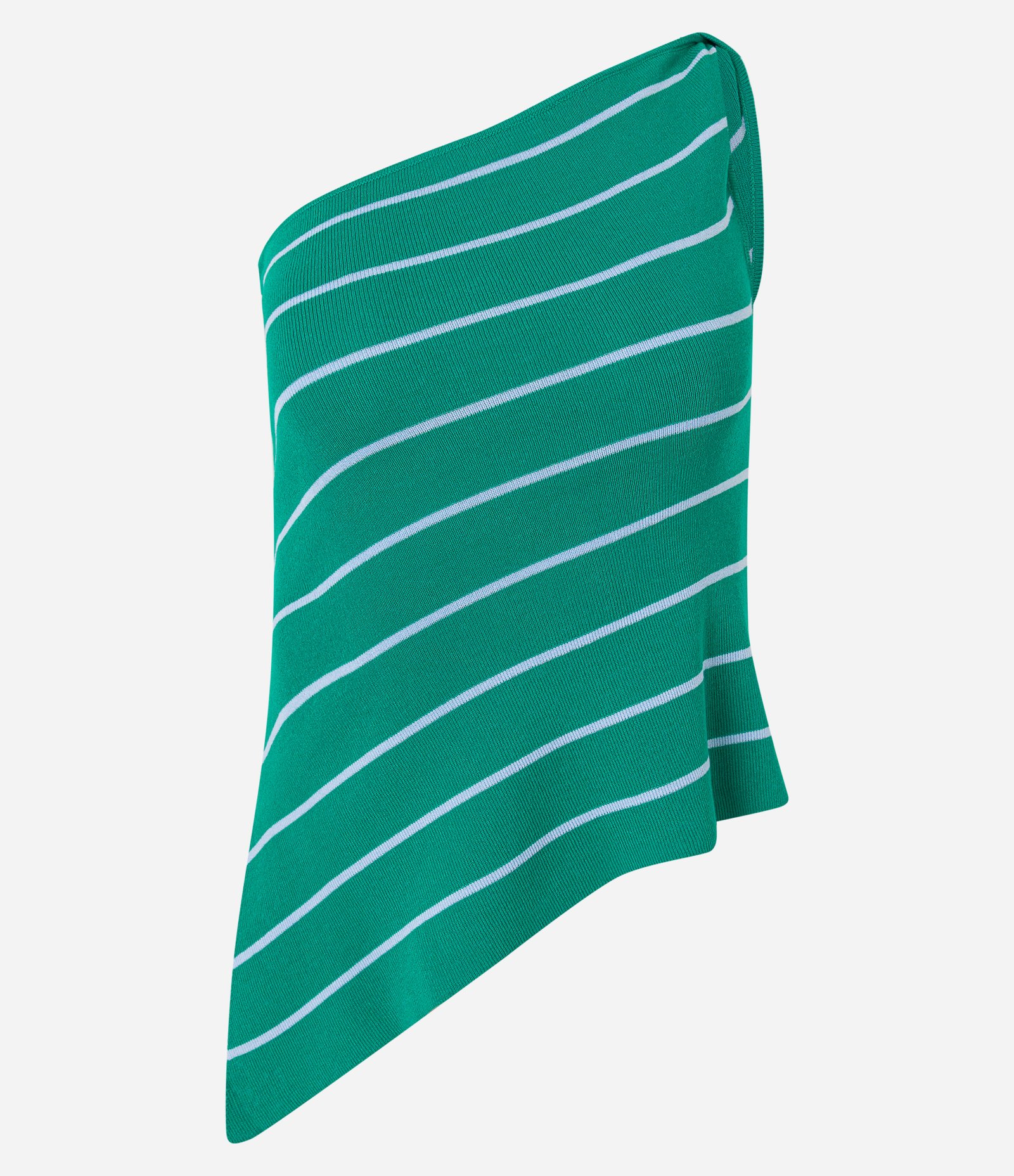 Blusa Ombro Só em Tricô com Listras Diagonais Verde 7