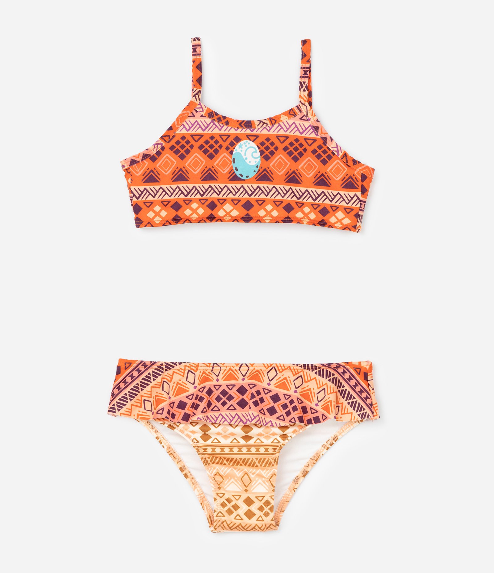Biquíni Infantil com Proteção UV e Estampa Moana - Tam 3 a 8 Anos Laranja 1