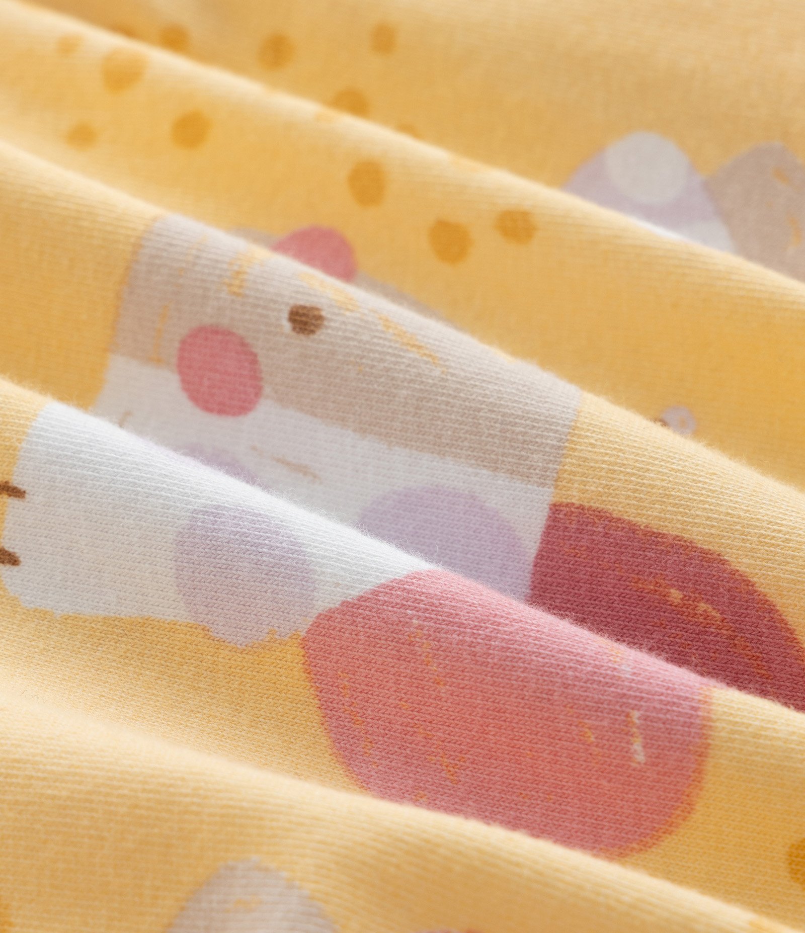 Vestido Infantil com Babados e Estampa Bichinhos - Tam 0 a 18 meses Amarelo 4