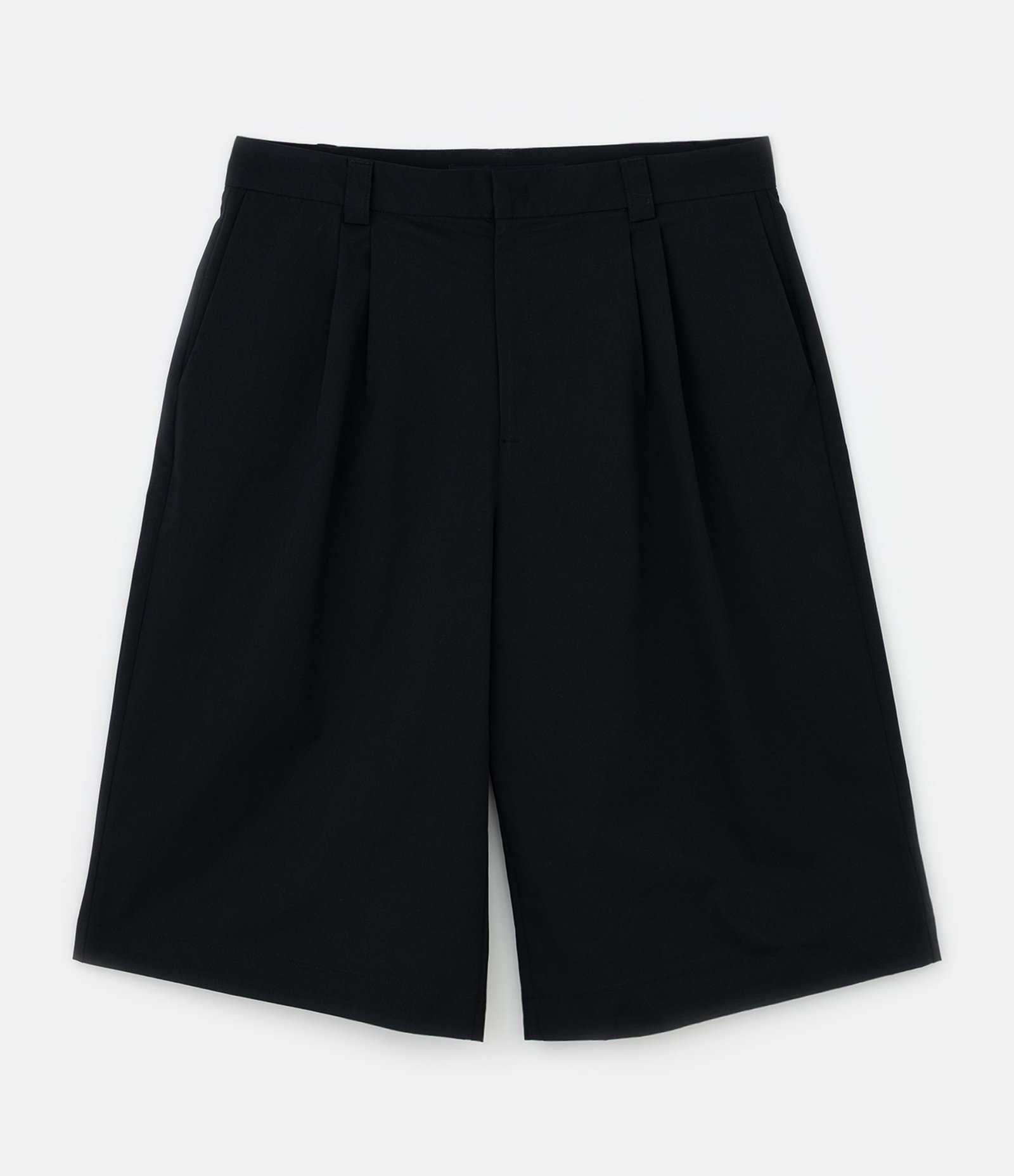 Bermuda em Sarja Super Baggy Alfaiatada com Pregas Preto 7