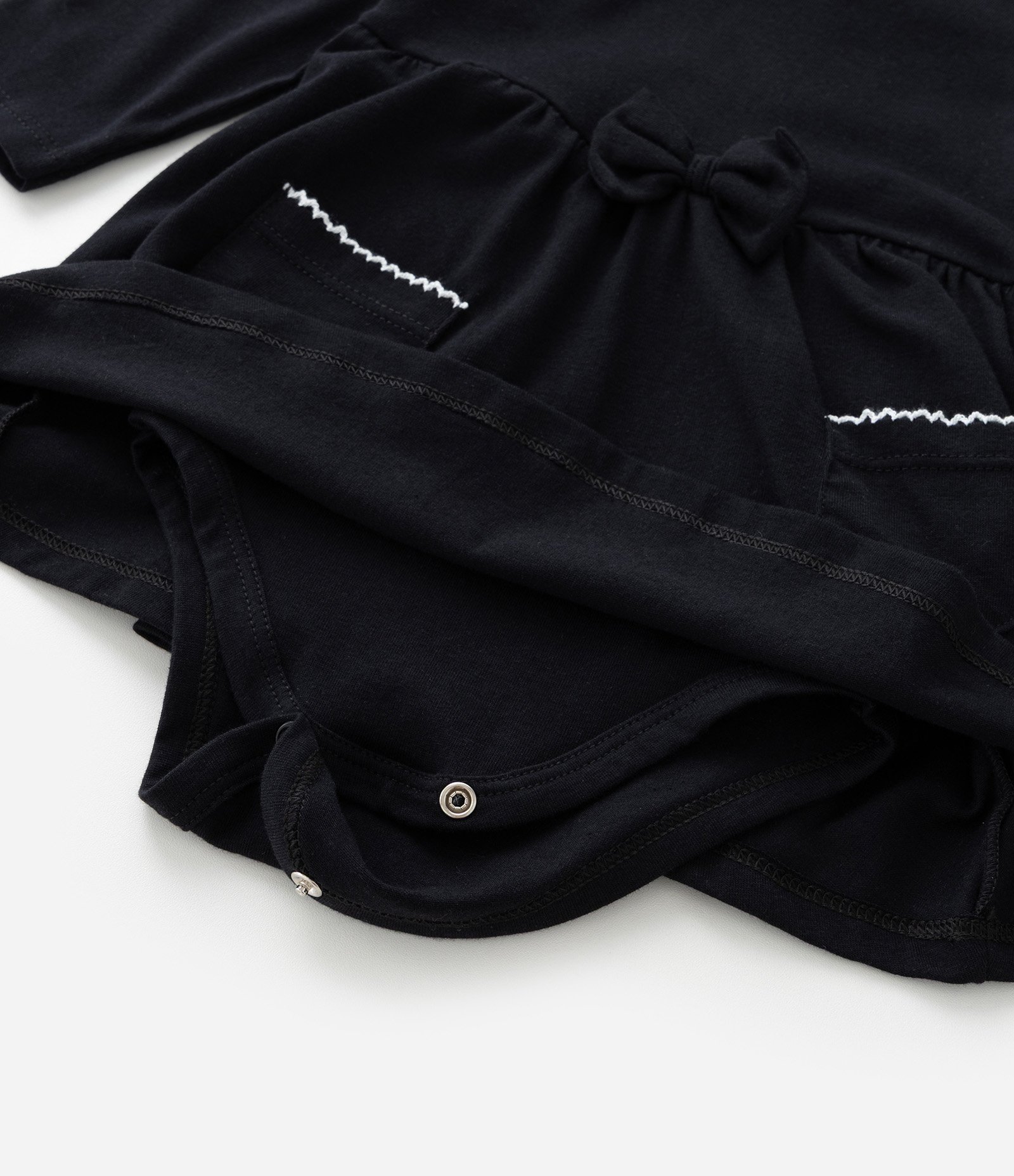 Vestido Body Infantil com Bolsos e Detalhes Contrastantes - Tam a 18 meses Preto 9