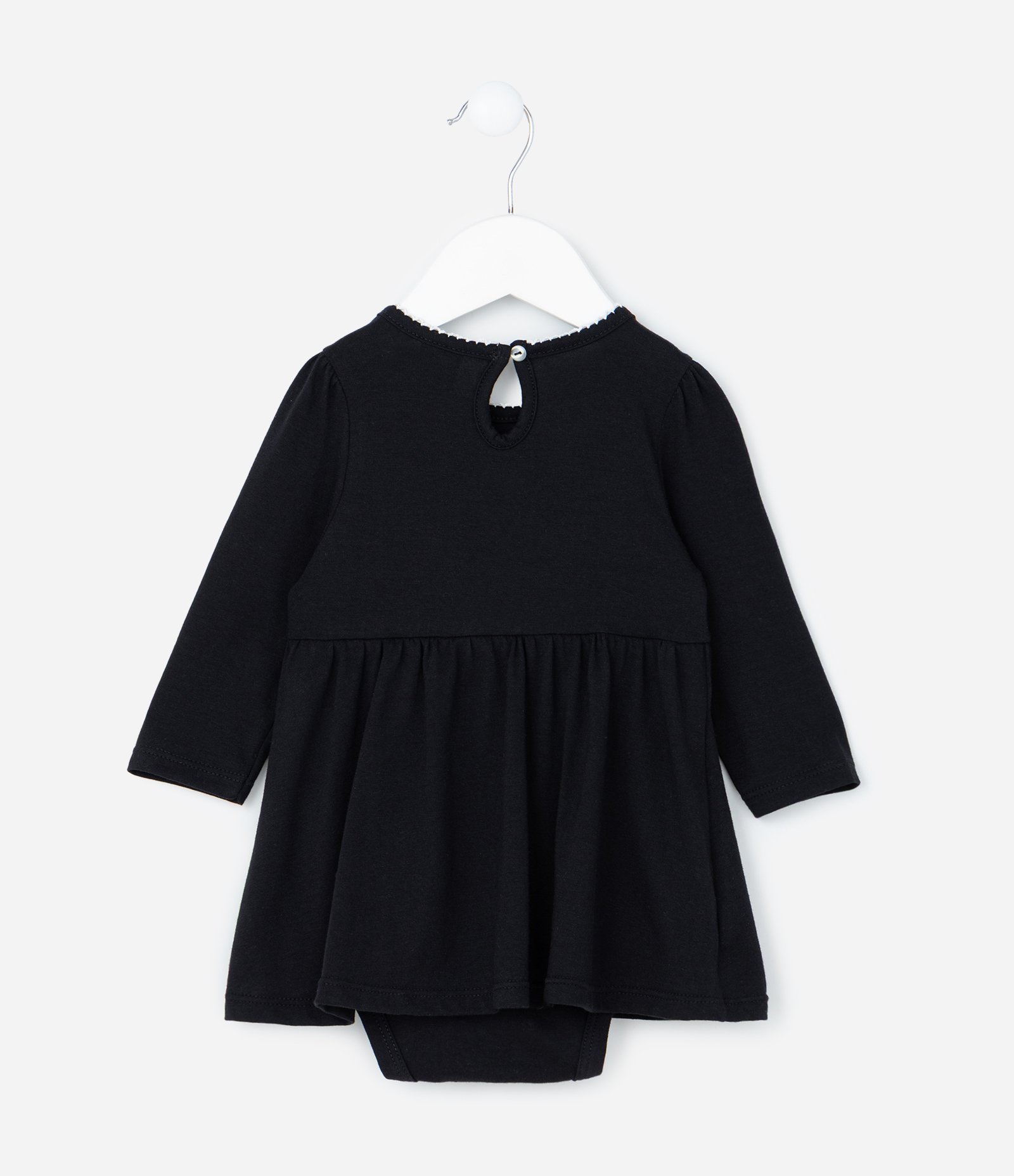 Vestido Body Infantil com Bolsos e Detalhes Contrastantes - Tam a 18 meses Preto 3