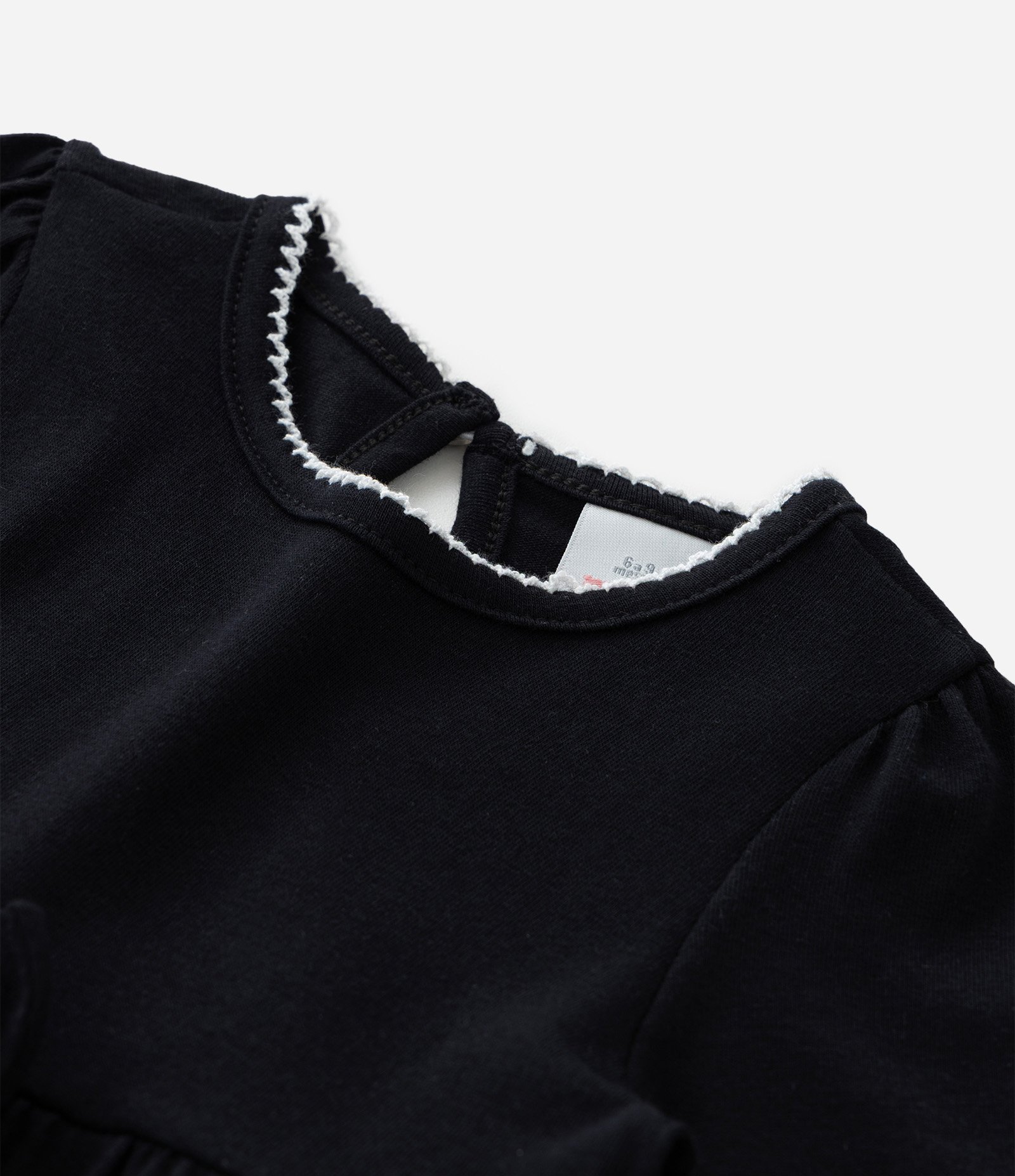 Vestido Body Infantil com Bolsos e Detalhes Contrastantes - Tam a 18 meses Preto 6