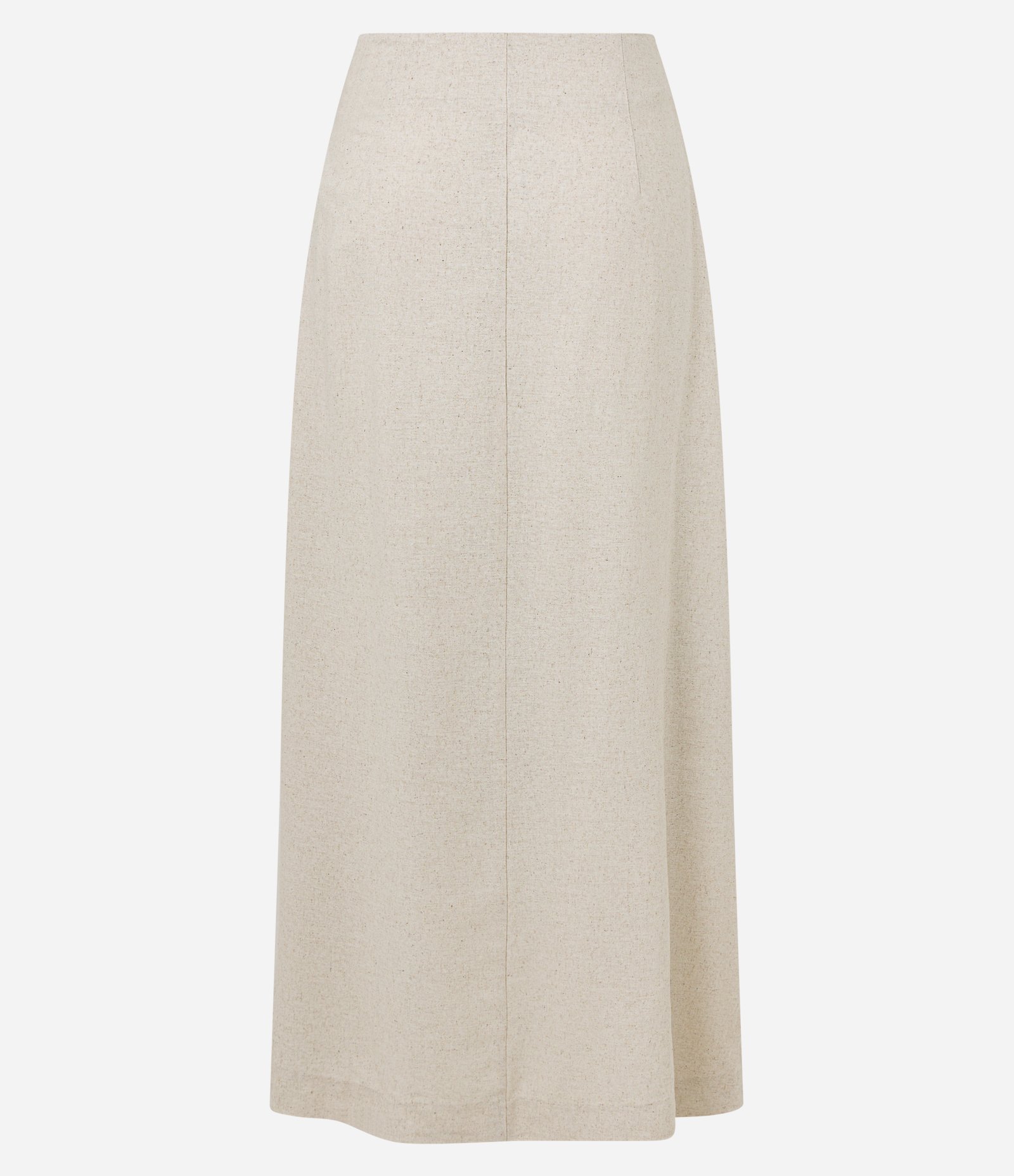 Saia Reta Midi em Viscolinho com Estampa Folhagem Bege 8