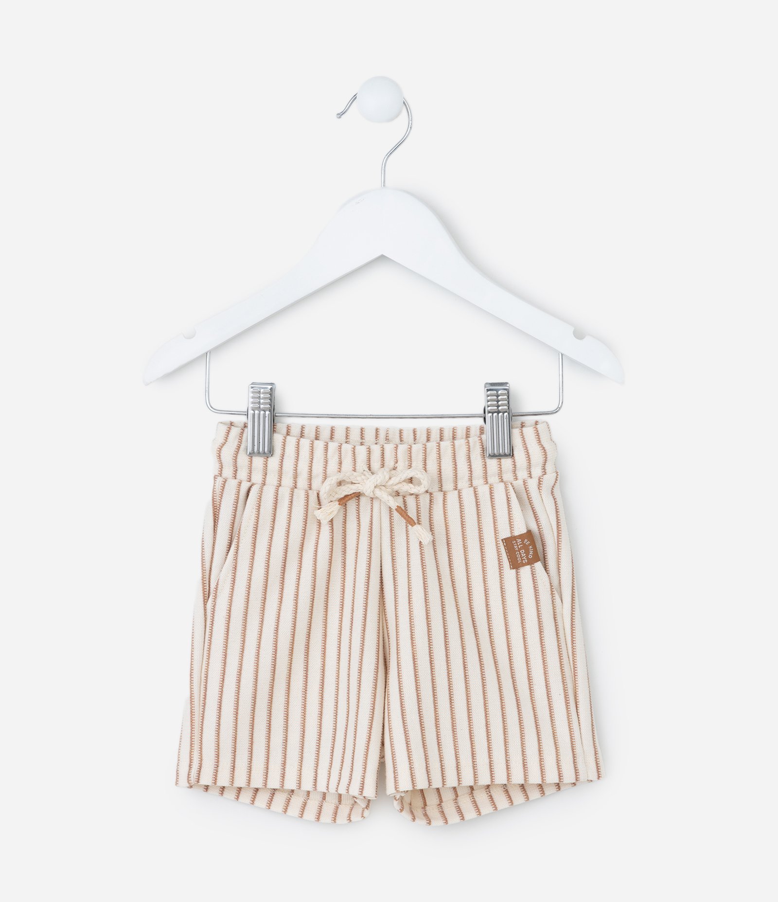Bermuda Infantil com Estampa Listrada - Tam 1 a 6 Anos Bege/Marrom 2