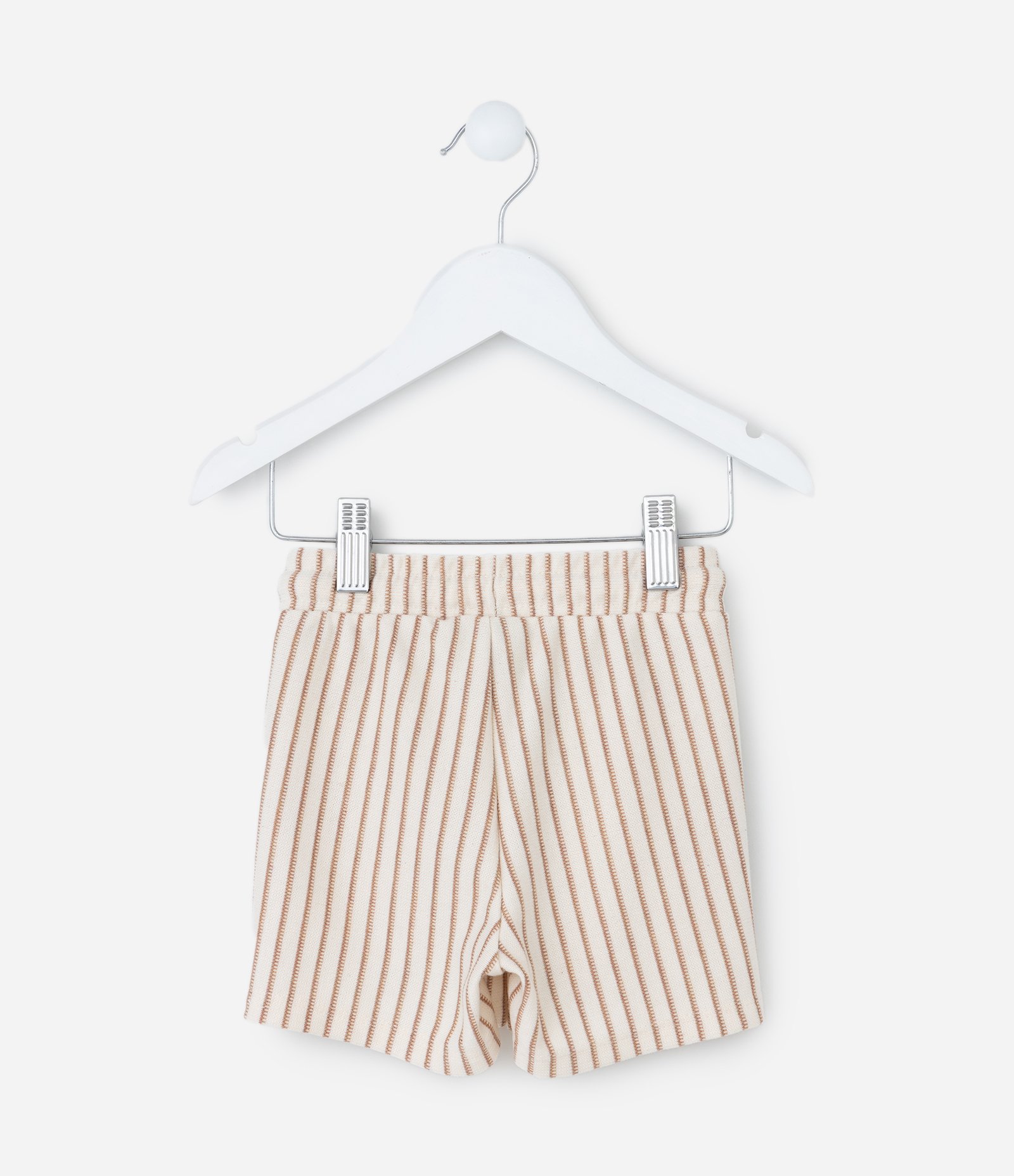Bermuda Infantil com Estampa Listrada - Tam 1 a 6 Anos Bege/Marrom 3
