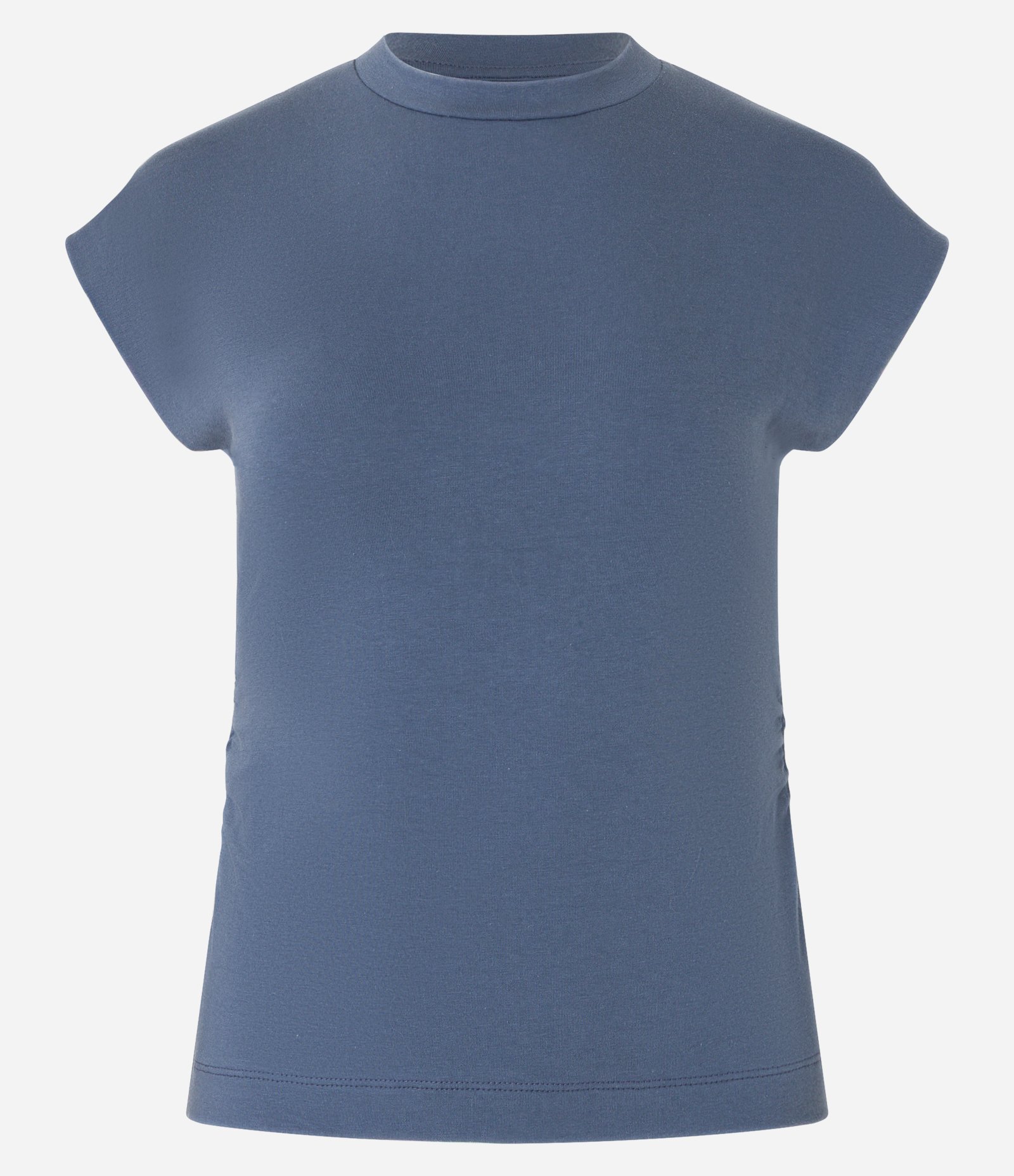 Blusa em Algodão com Gola Alta e Franzido na Lateral Azul 4