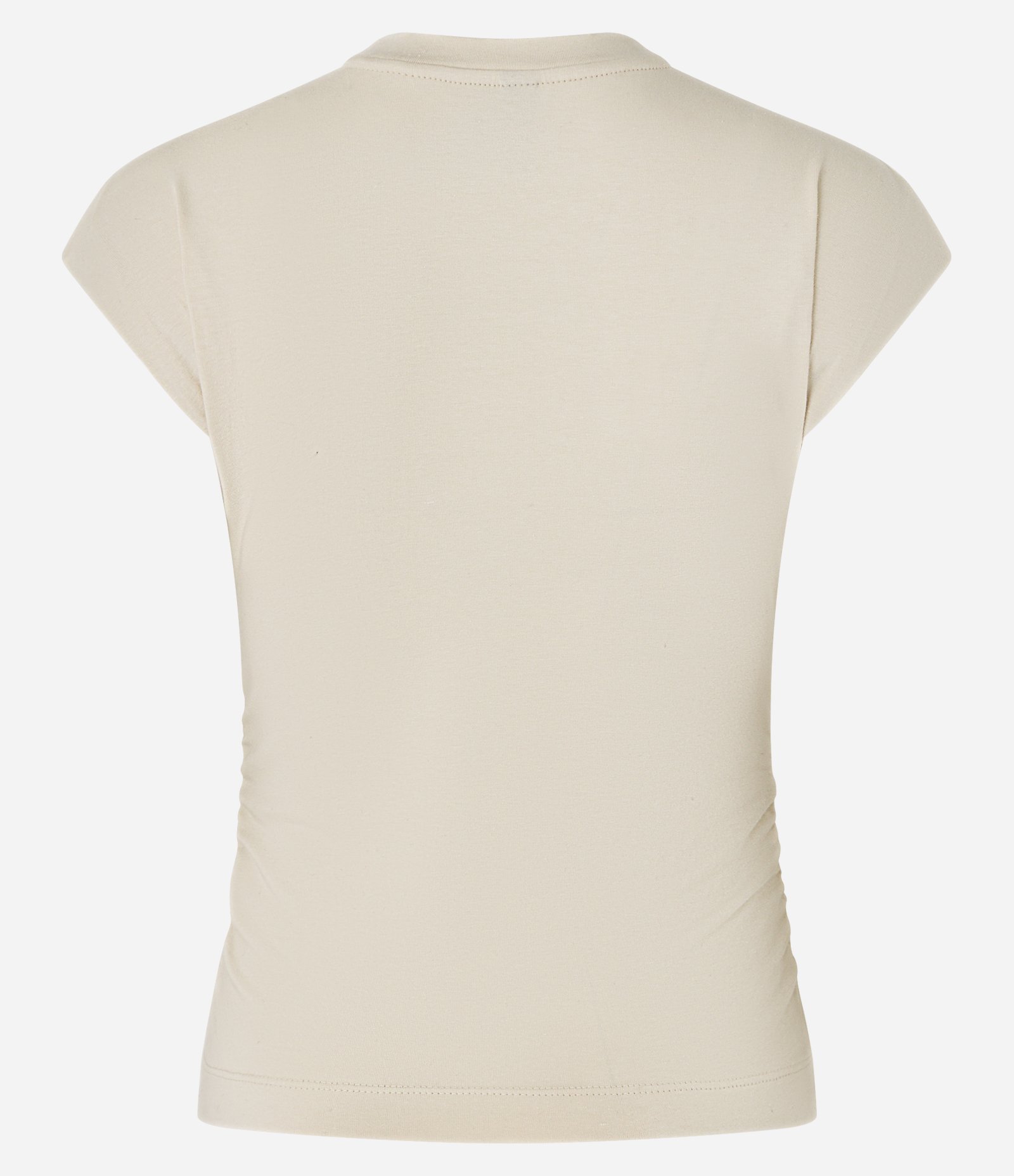 Blusa em Algodão com Gola Alta e Franzido na Lateral Bege 5