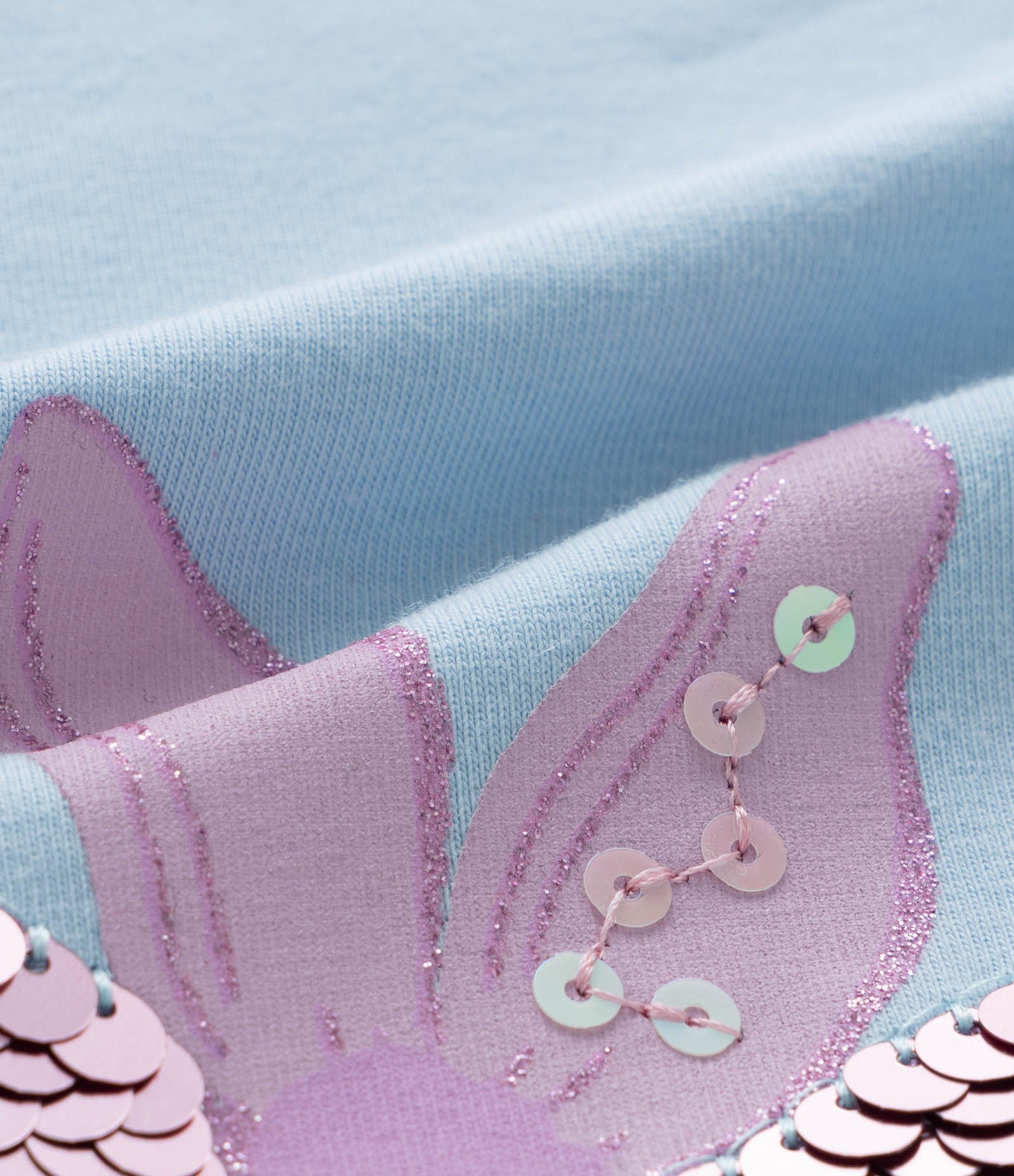 Blusa Infantil com Bordado de Flores em Paetês - Tam 5 a 14 Anos Azul 3