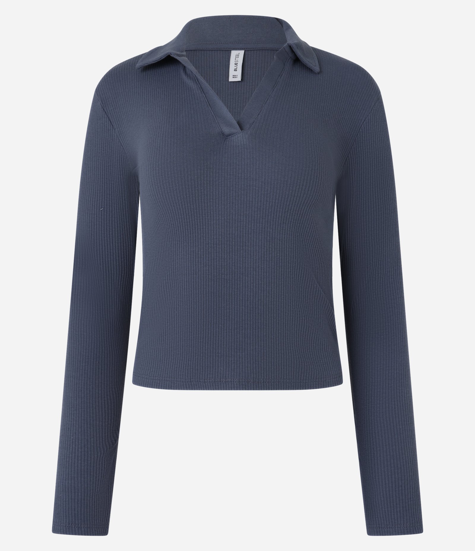 Blusa em Ribana com Gola Polo Azul 4