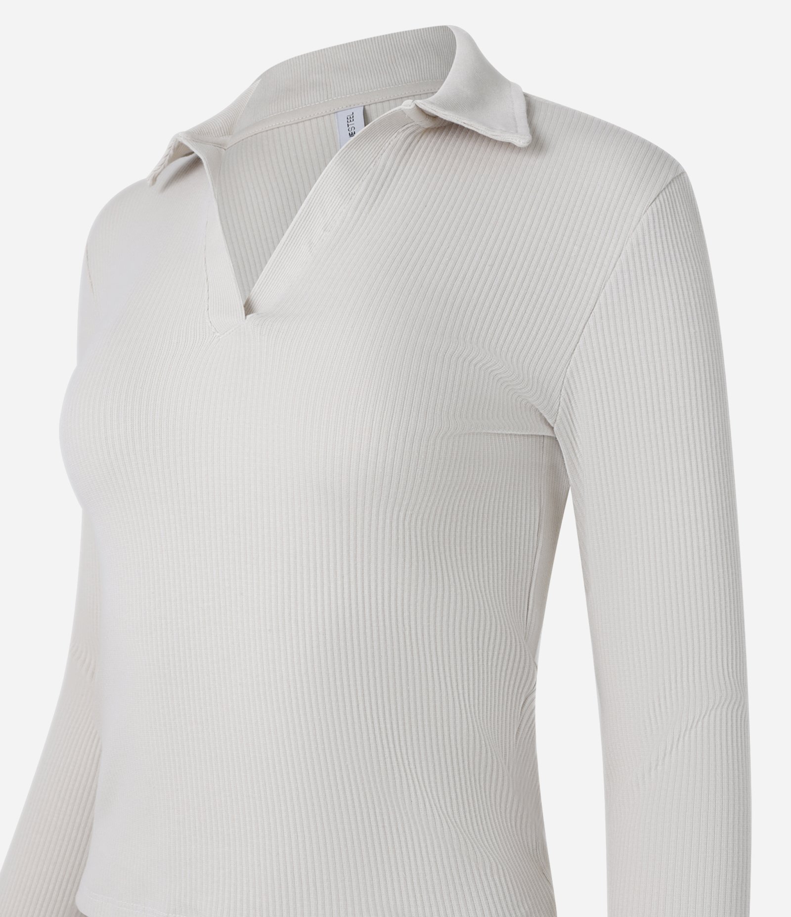 Blusa em Ribana com Gola Polo Cinza 5