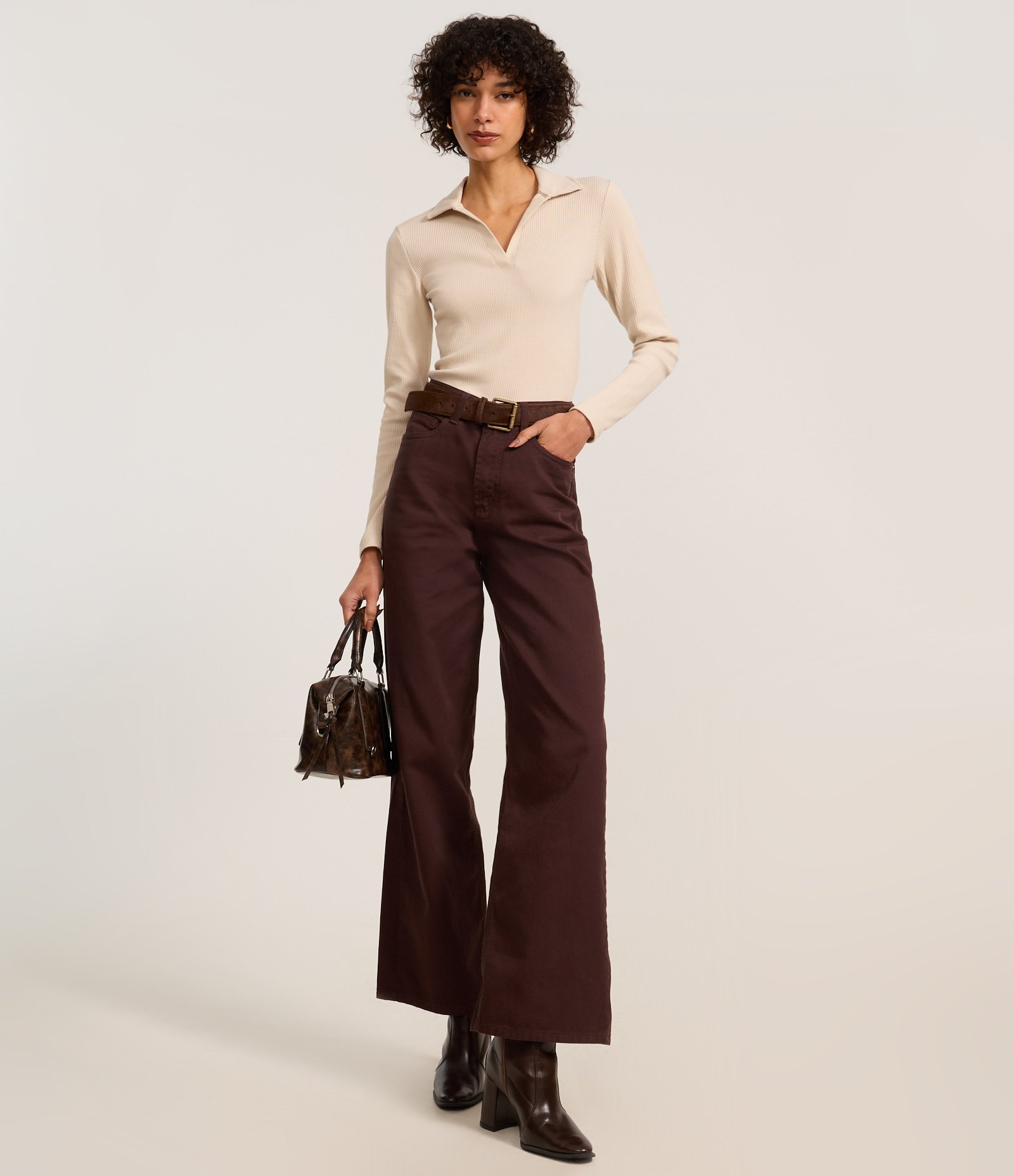 Blusa em Ribana com Gola Polo Cinza 2