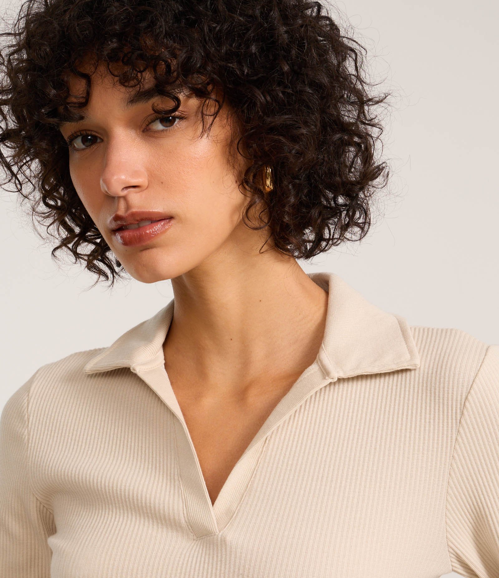 Blusa em Ribana com Gola Polo Cinza 3