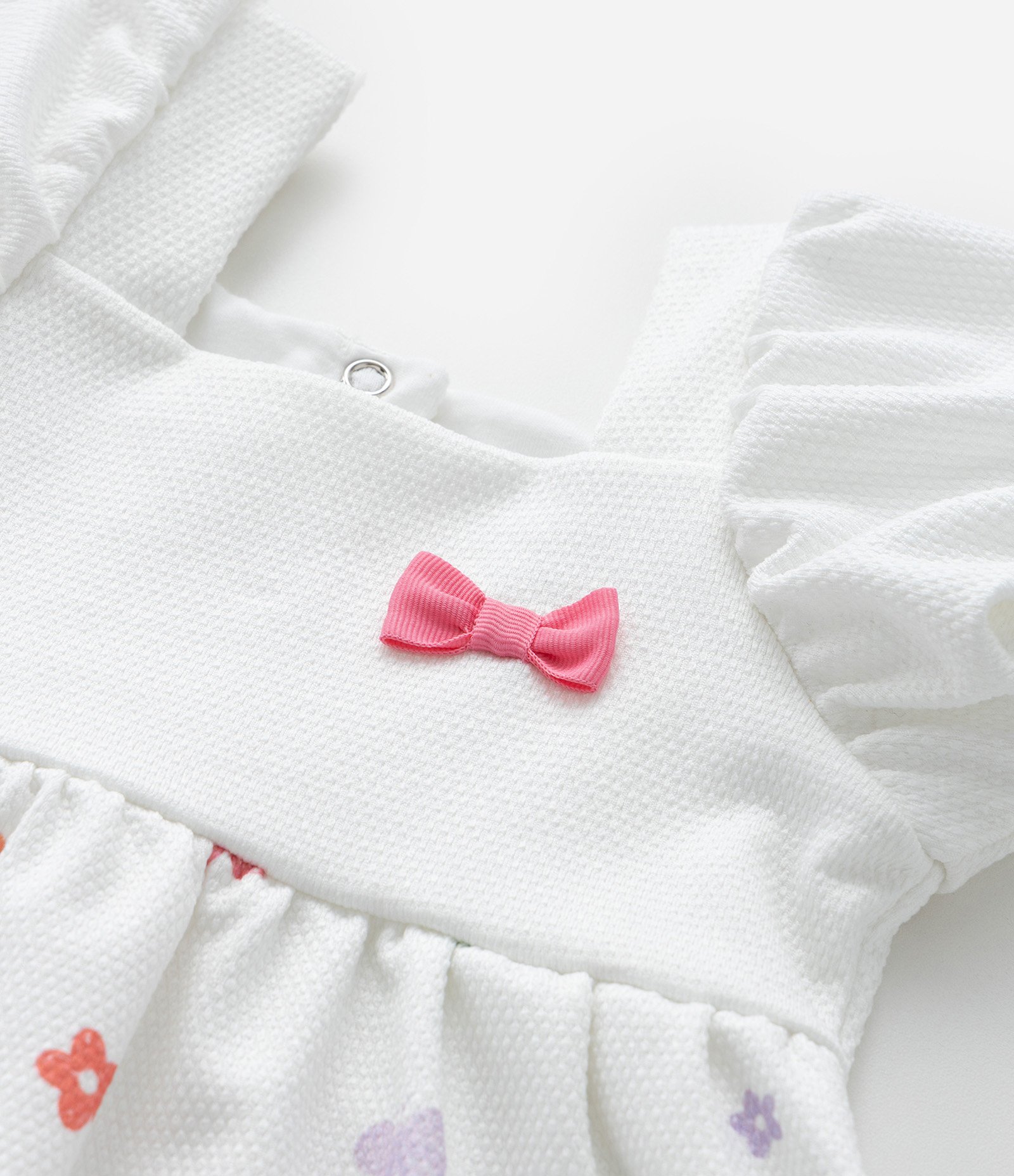 Vestido Infantil Texturizado com Estampa Floral - Tam 0 a 18 meses Branco 7