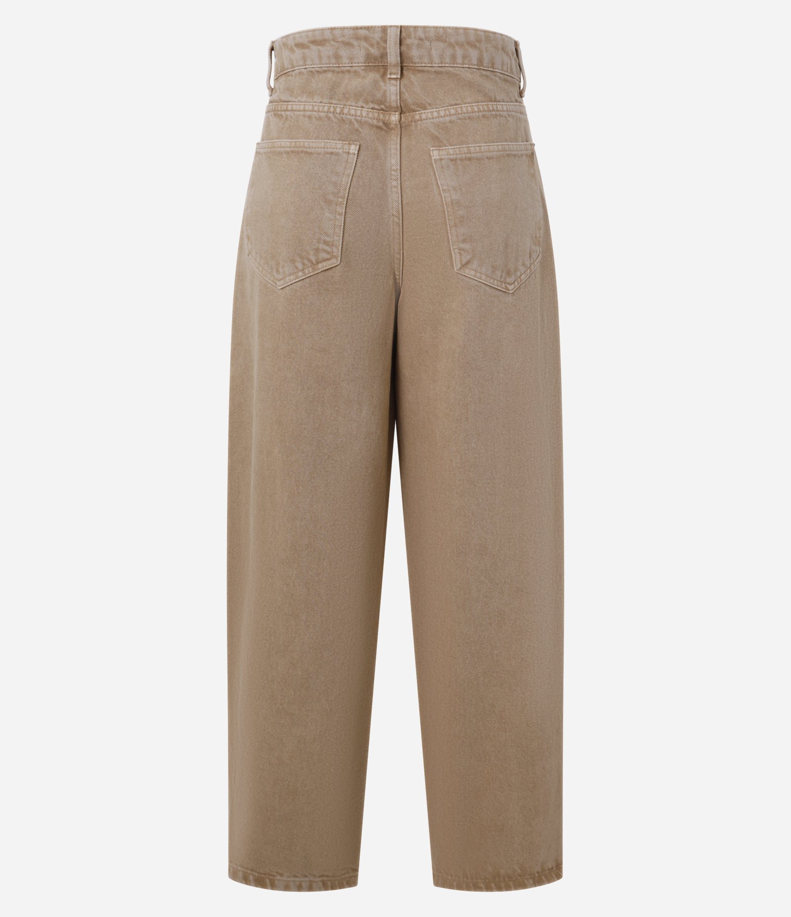 Calça Baggy em Sarja com Bolsos Bege 8