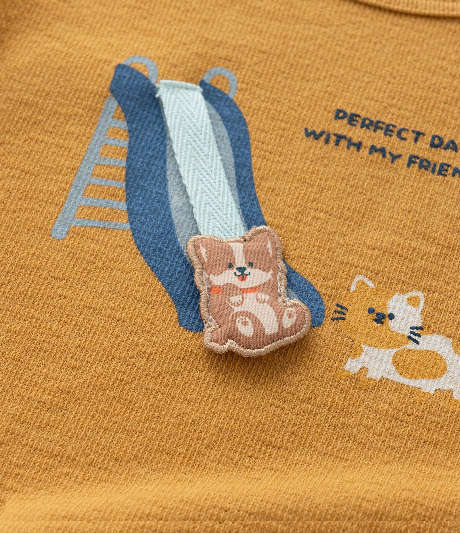 Conjunto Infantil com Estampa Cachorros no Escorregador - Tam 0 a 18 meses Amarelo 12