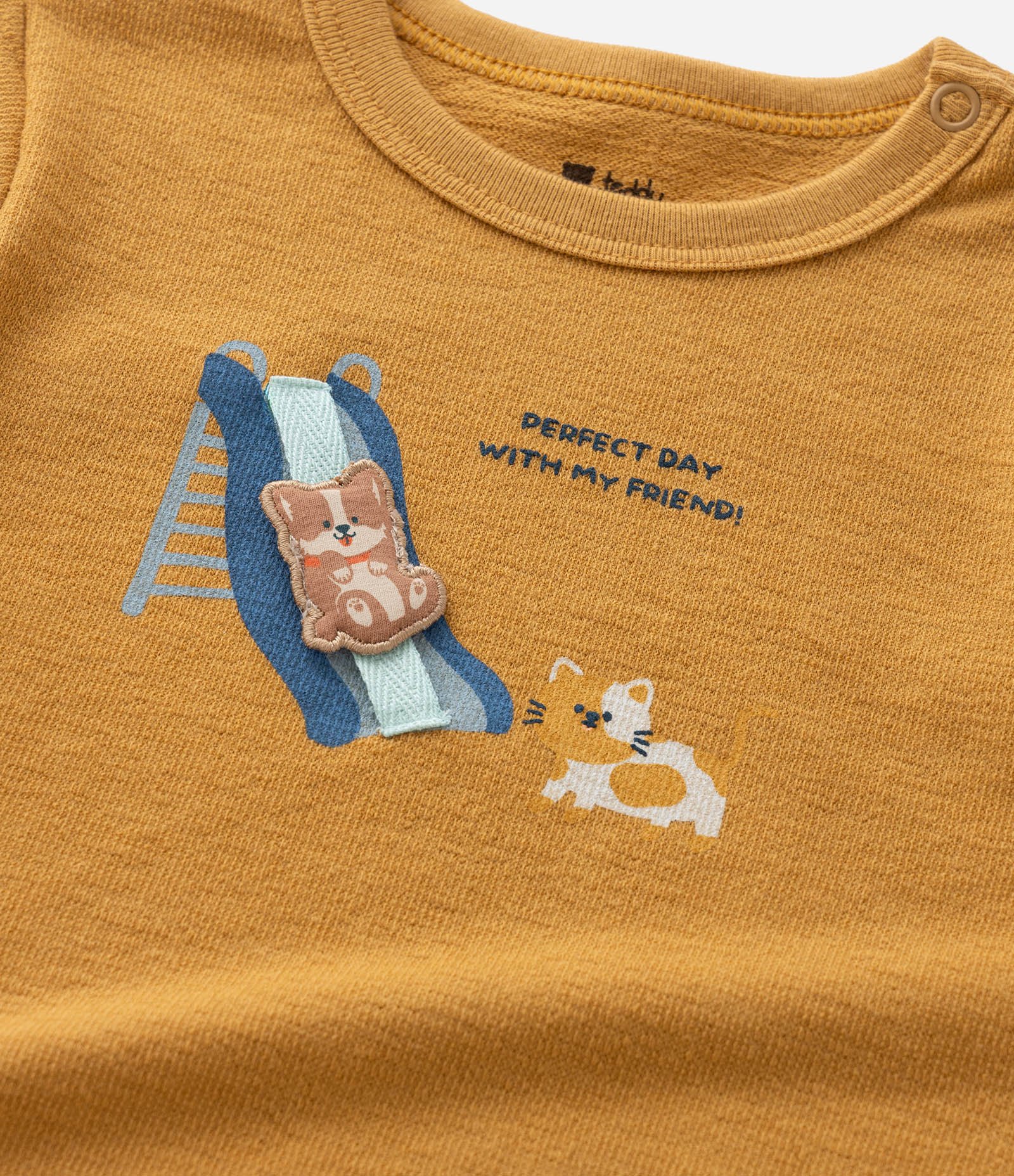 Conjunto Infantil com Estampa Cachorros no Escorregador - Tam 0 a 18 meses Amarelo 13