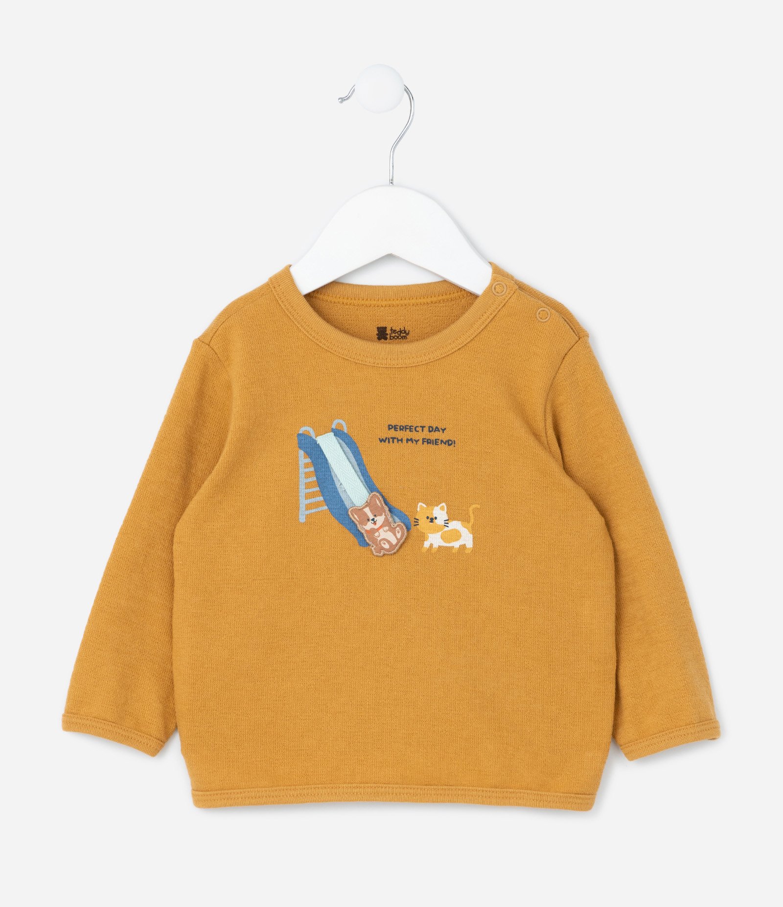 Conjunto Infantil com Estampa Cachorros no Escorregador - Tam 0 a 18 meses Amarelo 3