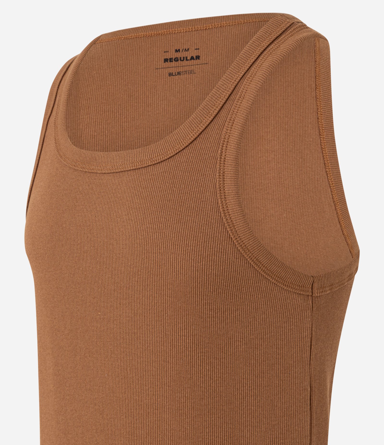 Regata Regular Básica em Ribana de Algodão Marrom 6