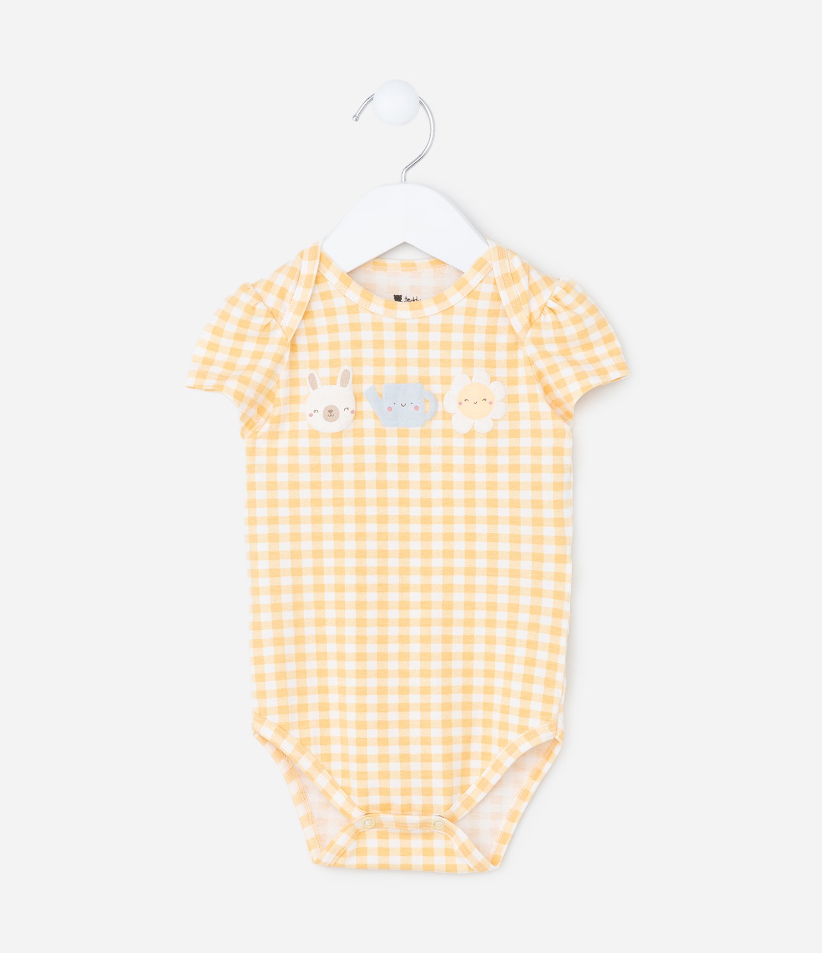 Body Infantil com Estampa Bichinhos Xadrez - Tam RN a 18 meses Amarelo 2