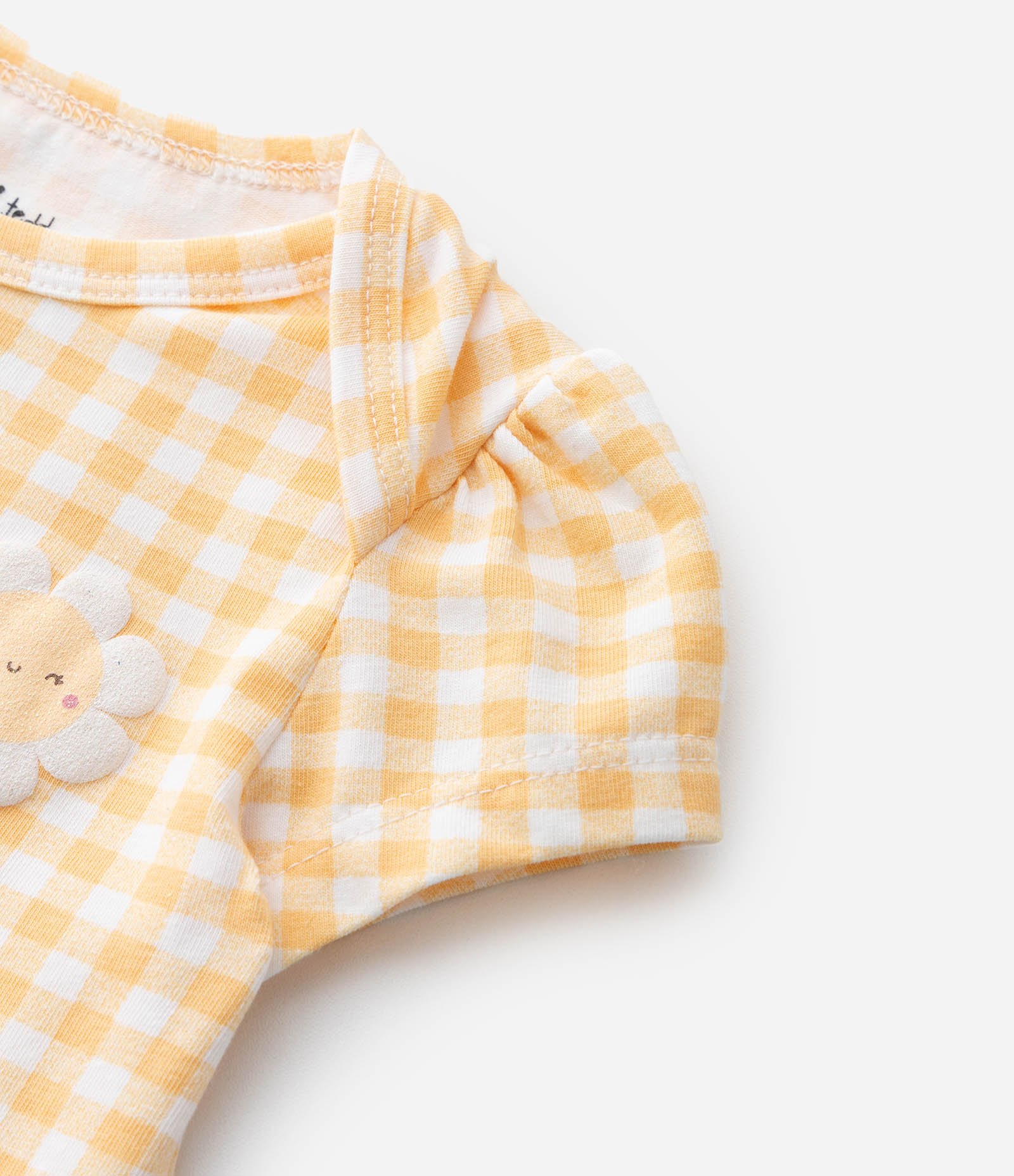 Body Infantil com Estampa Bichinhos Xadrez - Tam RN a 18 meses Amarelo 5