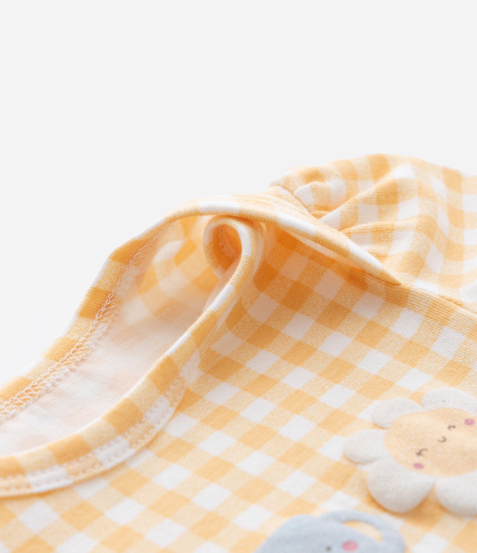 Body Infantil com Estampa Bichinhos Xadrez - Tam RN a 18 meses Amarelo 7