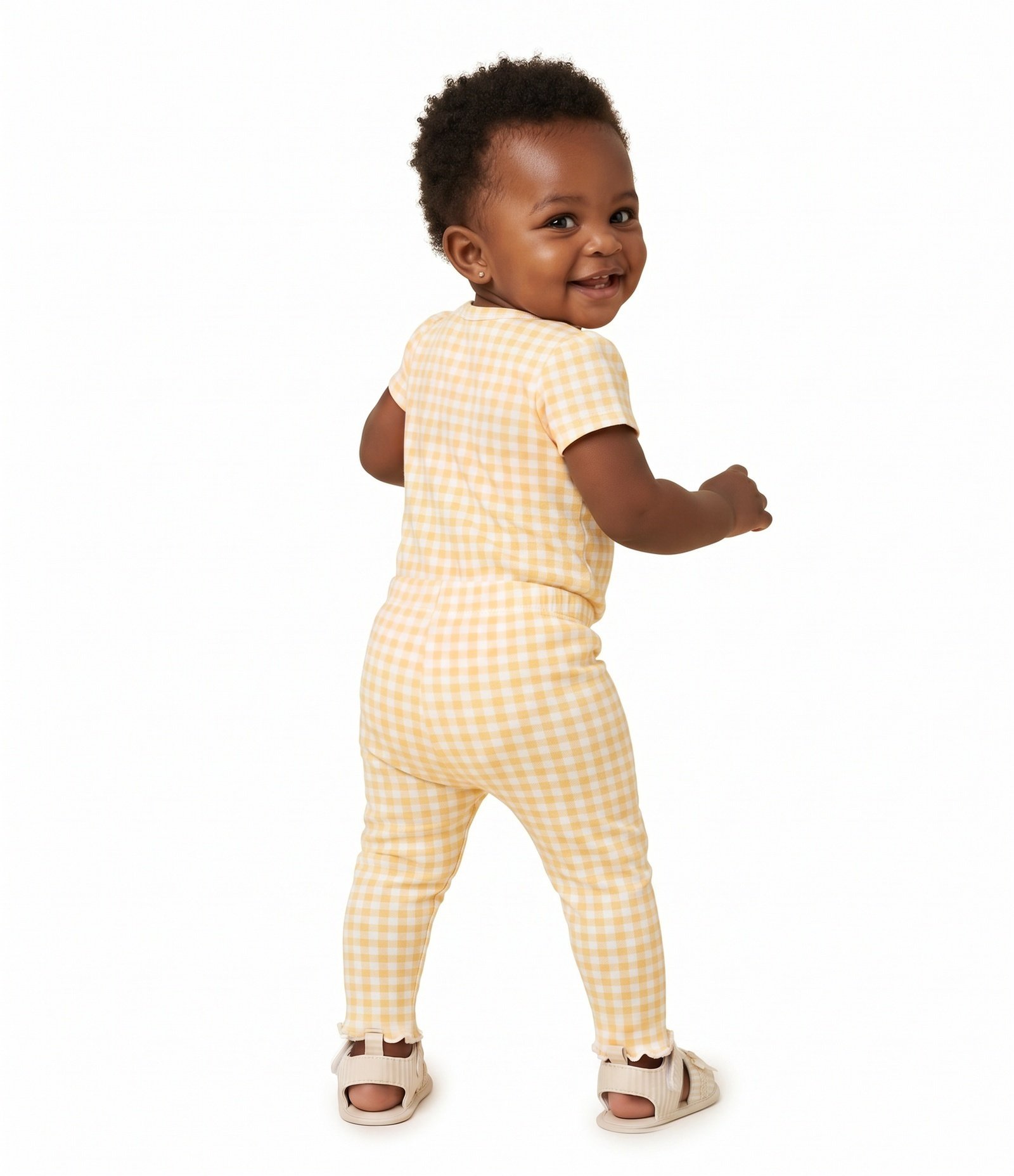 Calça Legging Bebê com Estampa Xadrez - Tam RN a 18 meses Amarelo 8