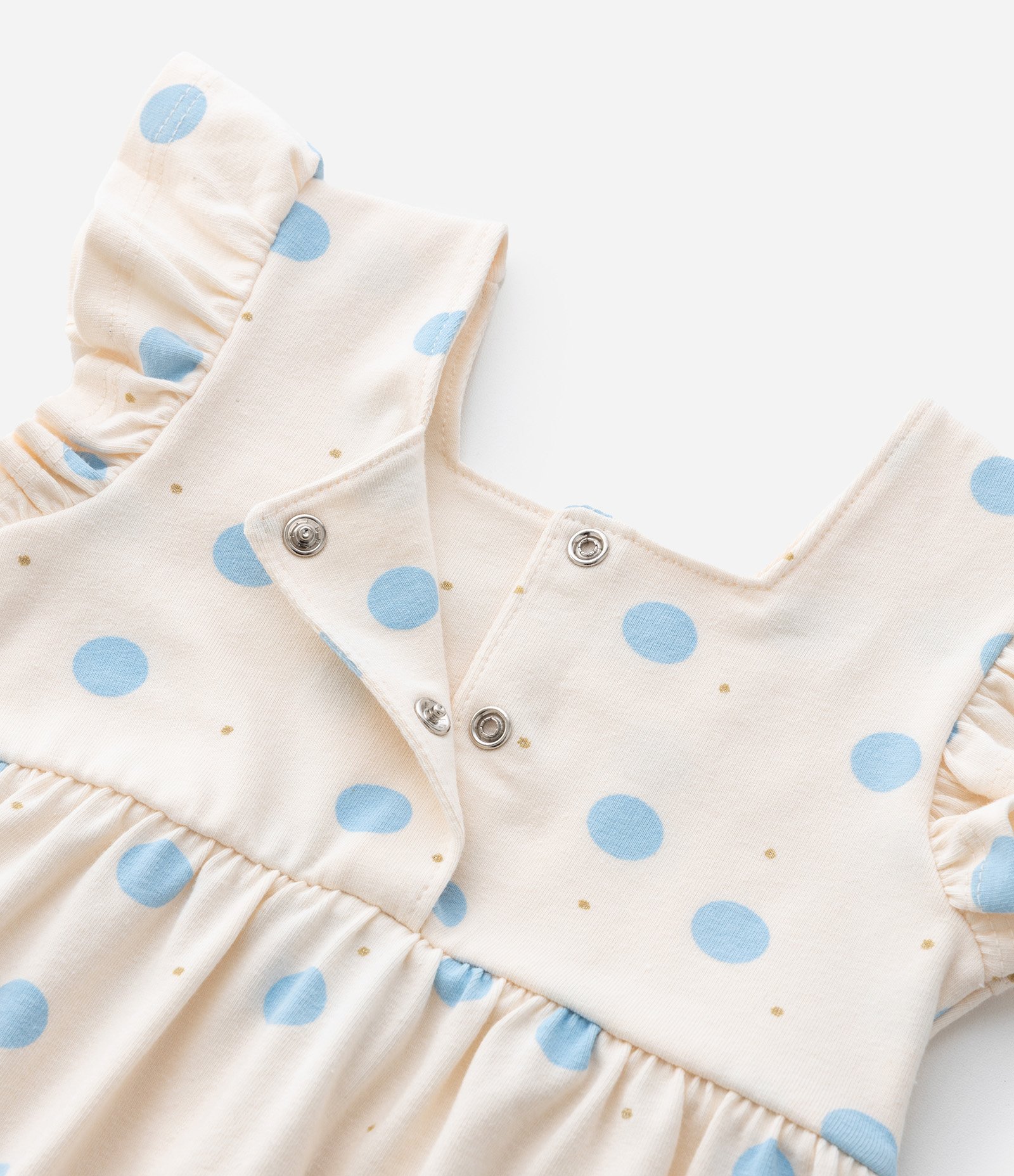 Macaquinho Infantil com Babadinho e Estampa Poá - Tam 0 a 18 meses Bege 6