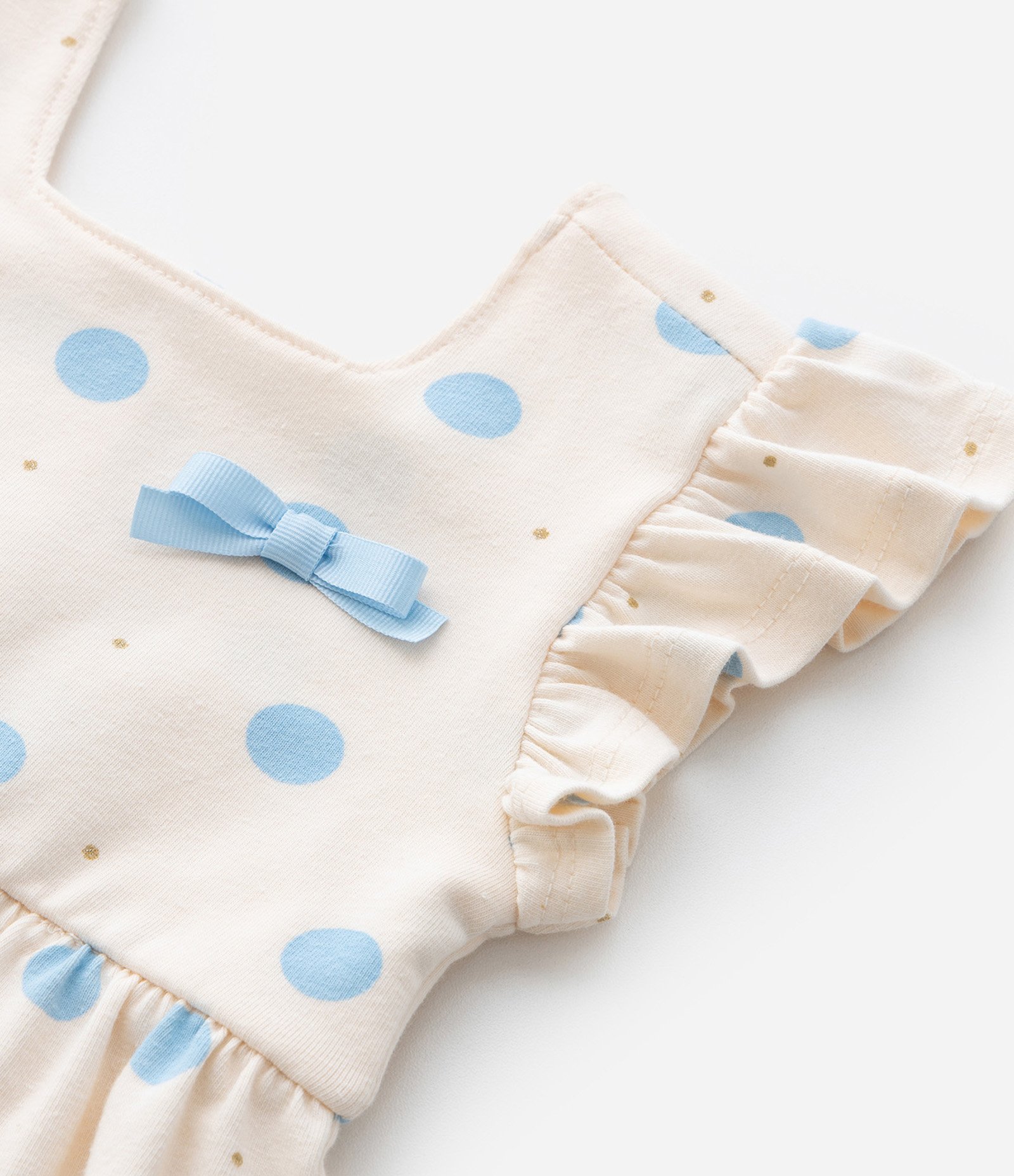 Macaquinho Infantil com Babadinho e Estampa Poá - Tam 0 a 18 meses Bege 7