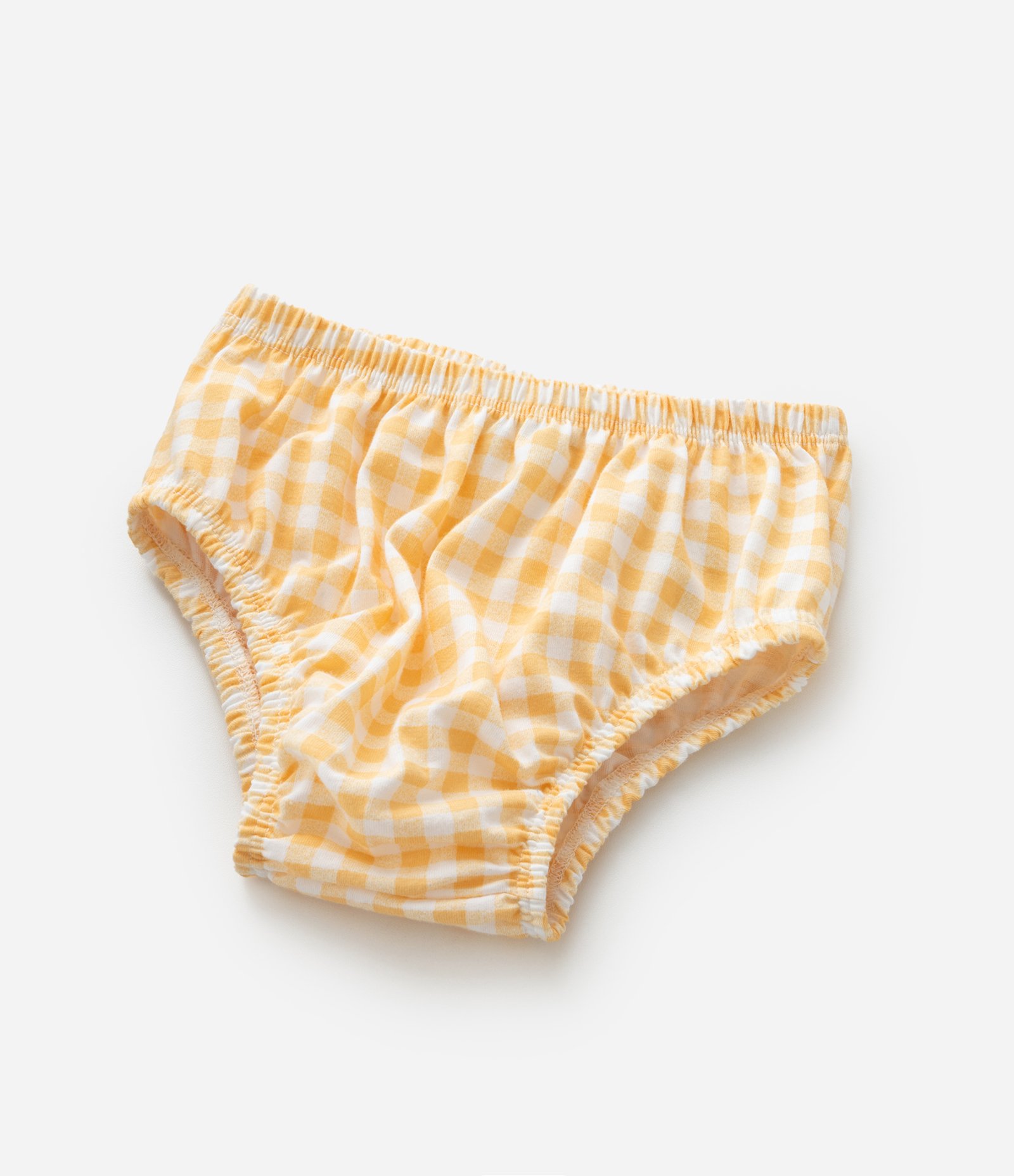 Vestido Infantil com Manga Bufante Estampa Xadrez e Lacinho - Tam 0 a 18 meses Amarelo/Branco 4